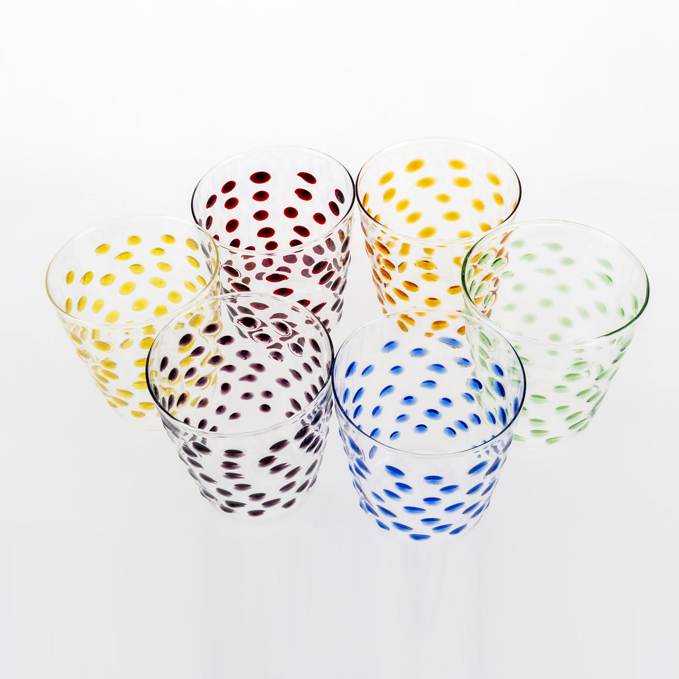 Set of Six Multicolored Bubble Glasses