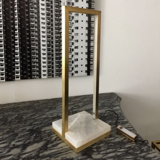 Floorframe Floor Lamp in Carrara Marble and Brass Vittorio Bifulco  Troubetzkoy