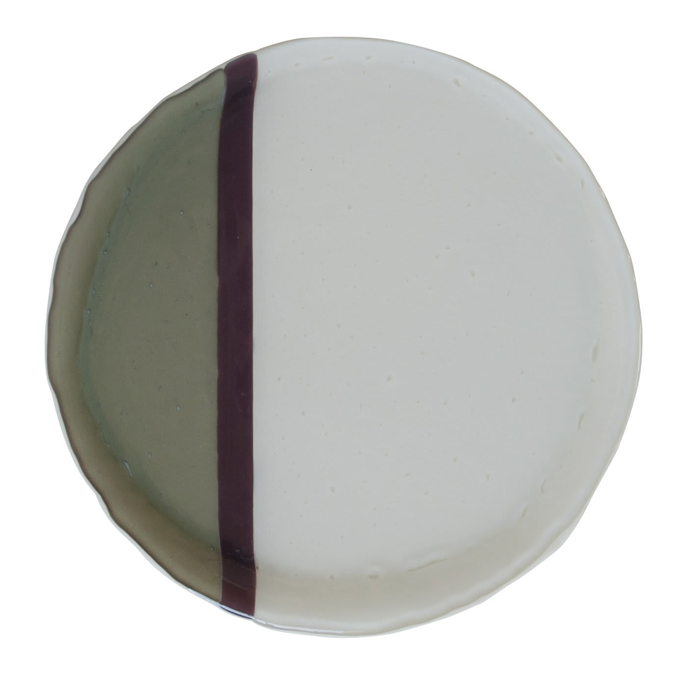 Balla Green, Bordeaux and Ivory Set of Two Dinner Plates - Vetrofuso
