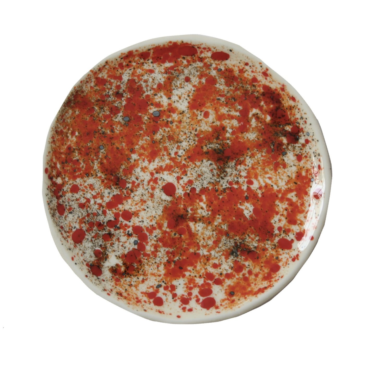 Pollock in Red Set of Six Dessert Plates - Vetrofuso