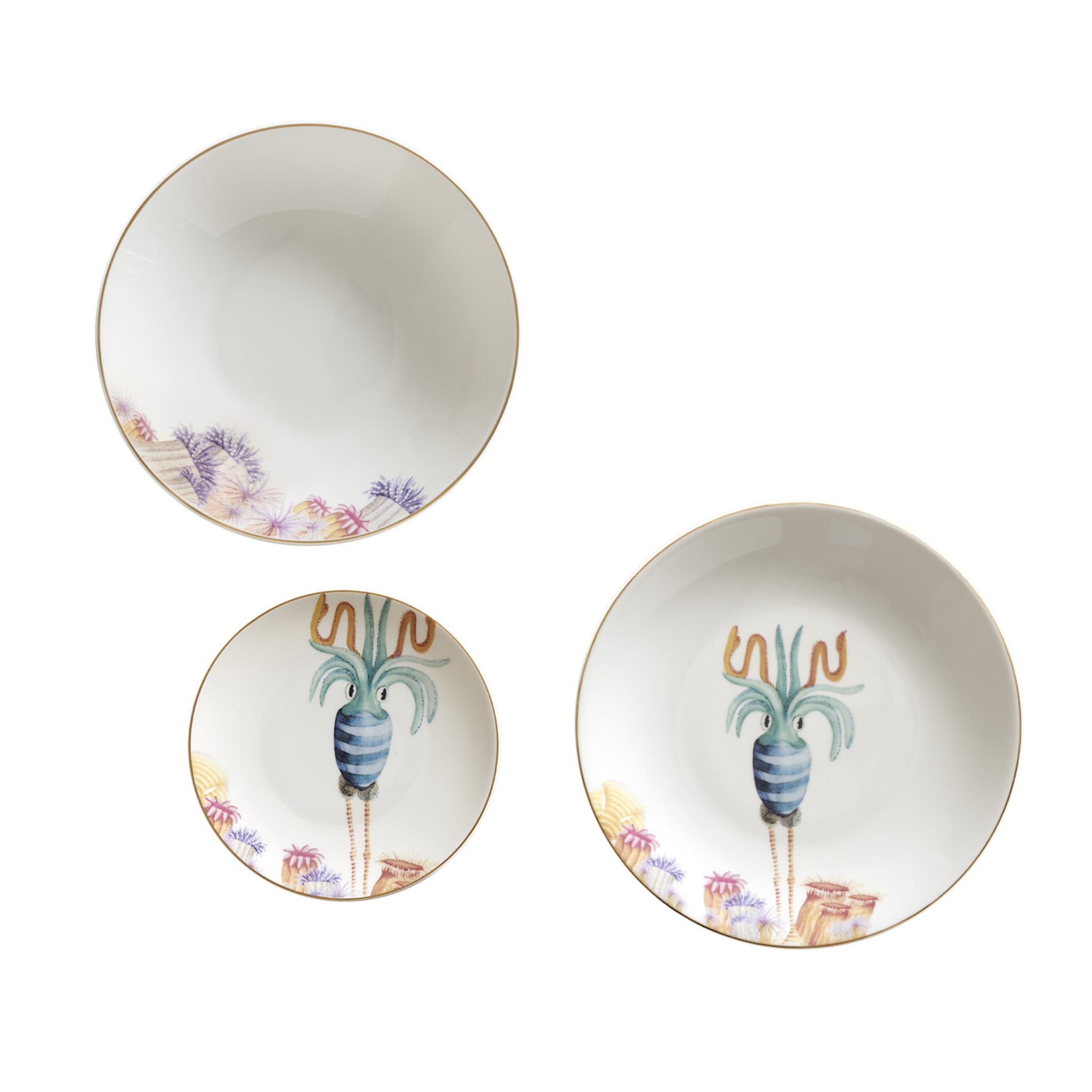 Set di tre piatti in porcellana Squork - Vista principale