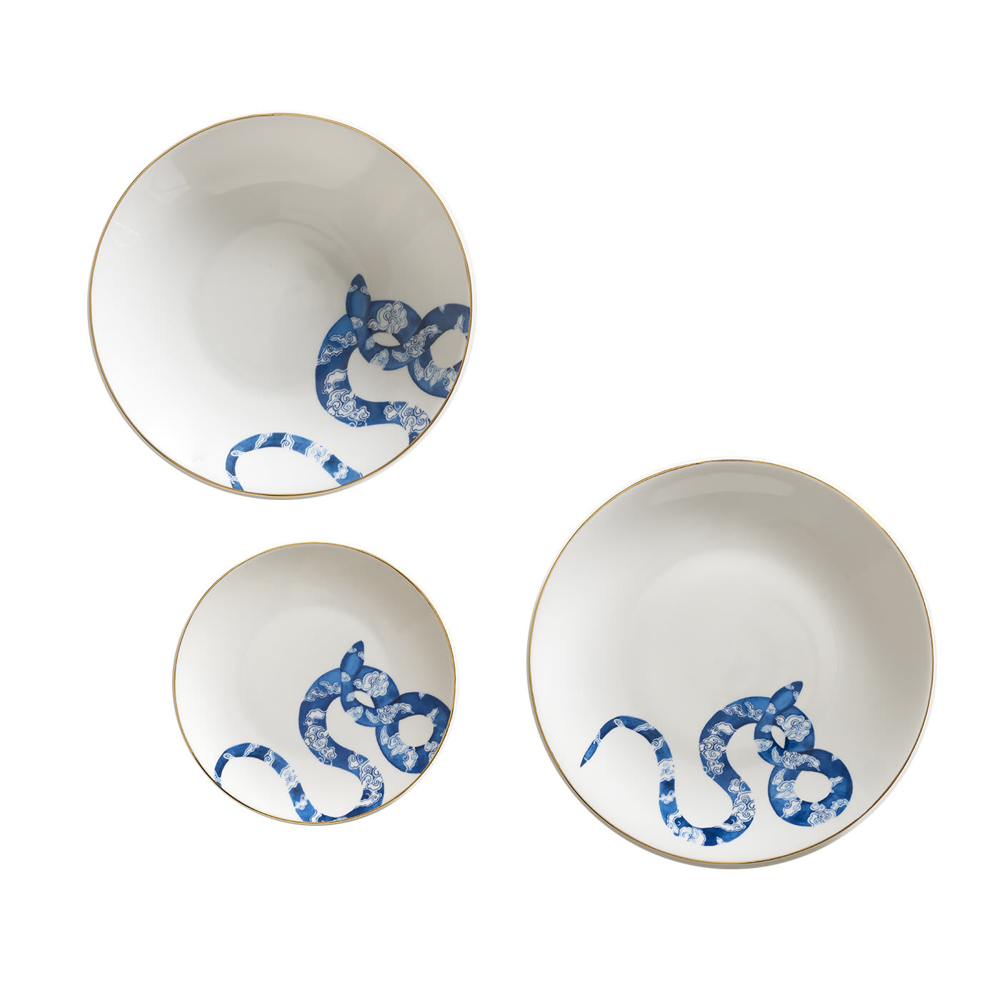 Japanese Snake Set of Three Porcelain Dishes - Dalwin Designs