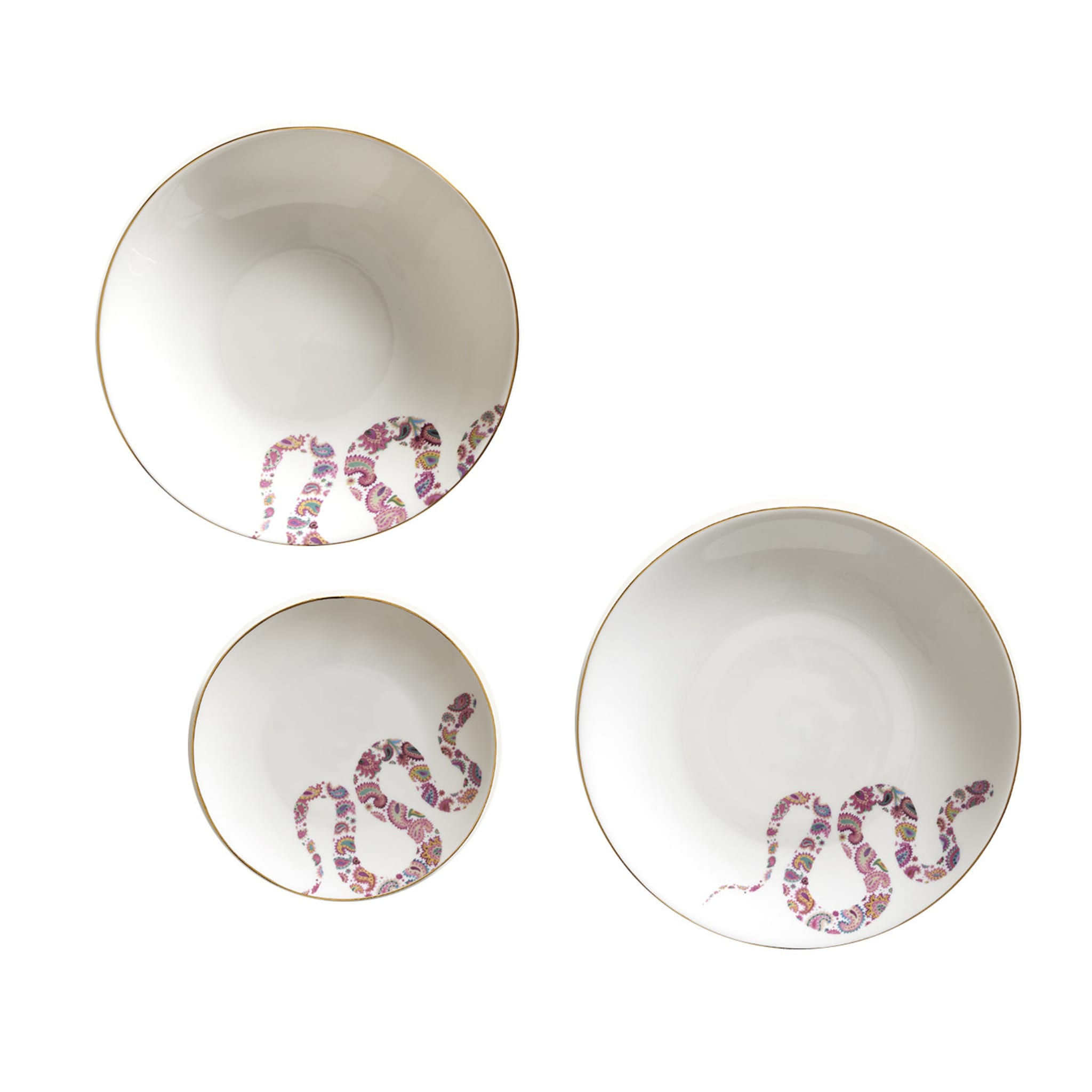 Indian Snake Set of Three Porcelain Dishes - Main view
