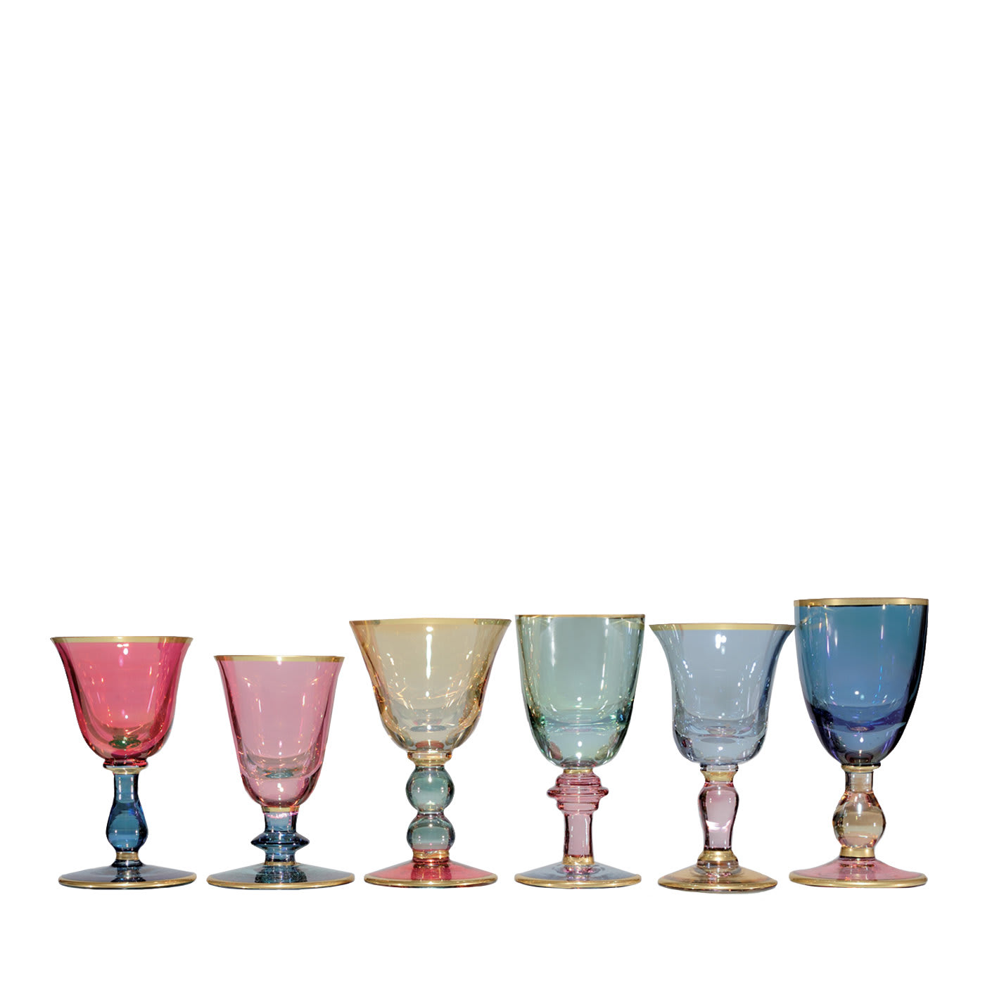 Set of Six Arlecchino Liqueur Chalices - Griffe Montenapoleone by Vetrerie di Empoli