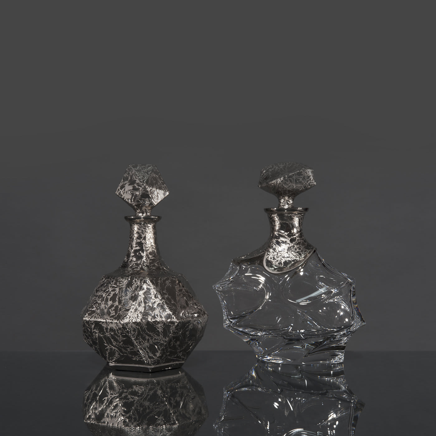 Capriccio Onda Transparent and Platinum Bottle - Griffe Montenapoleone by Vetrerie di Empoli