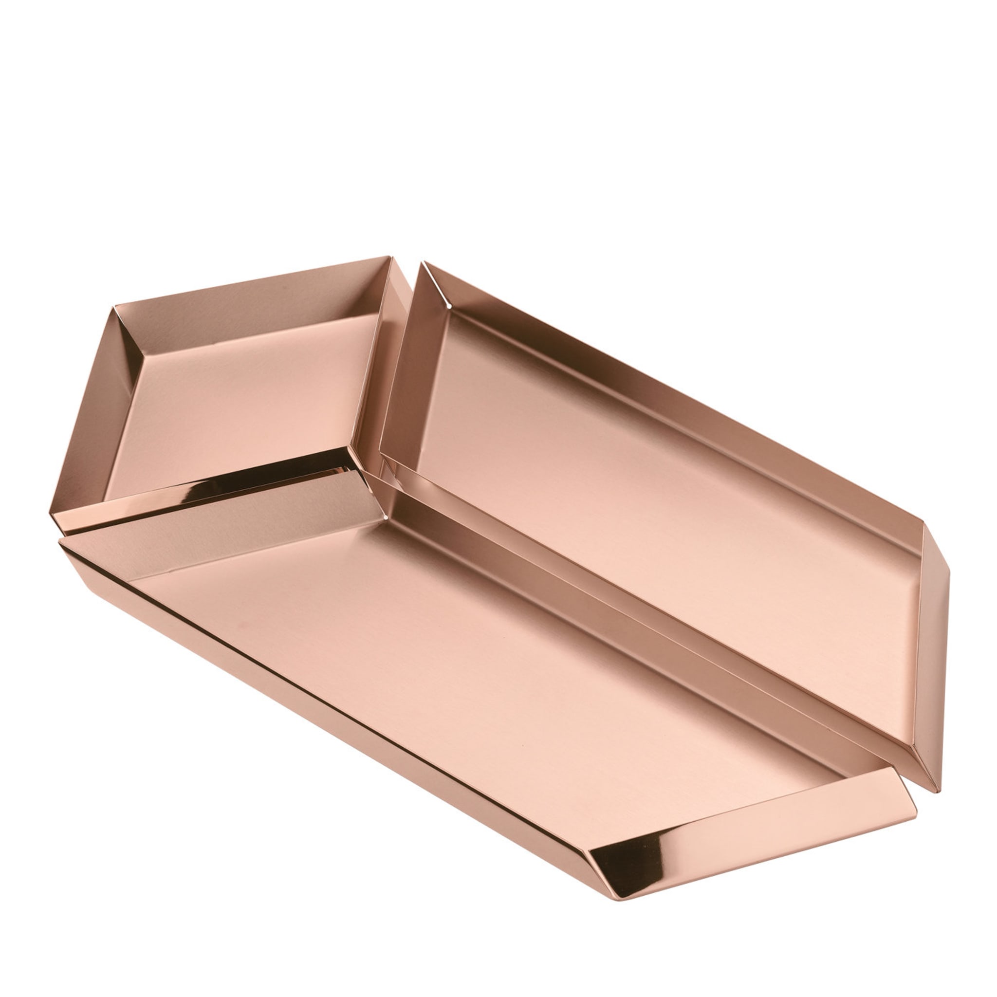 Set of Three Parallelepiped Trays in Copper By Elisa Giovannoni - Main view