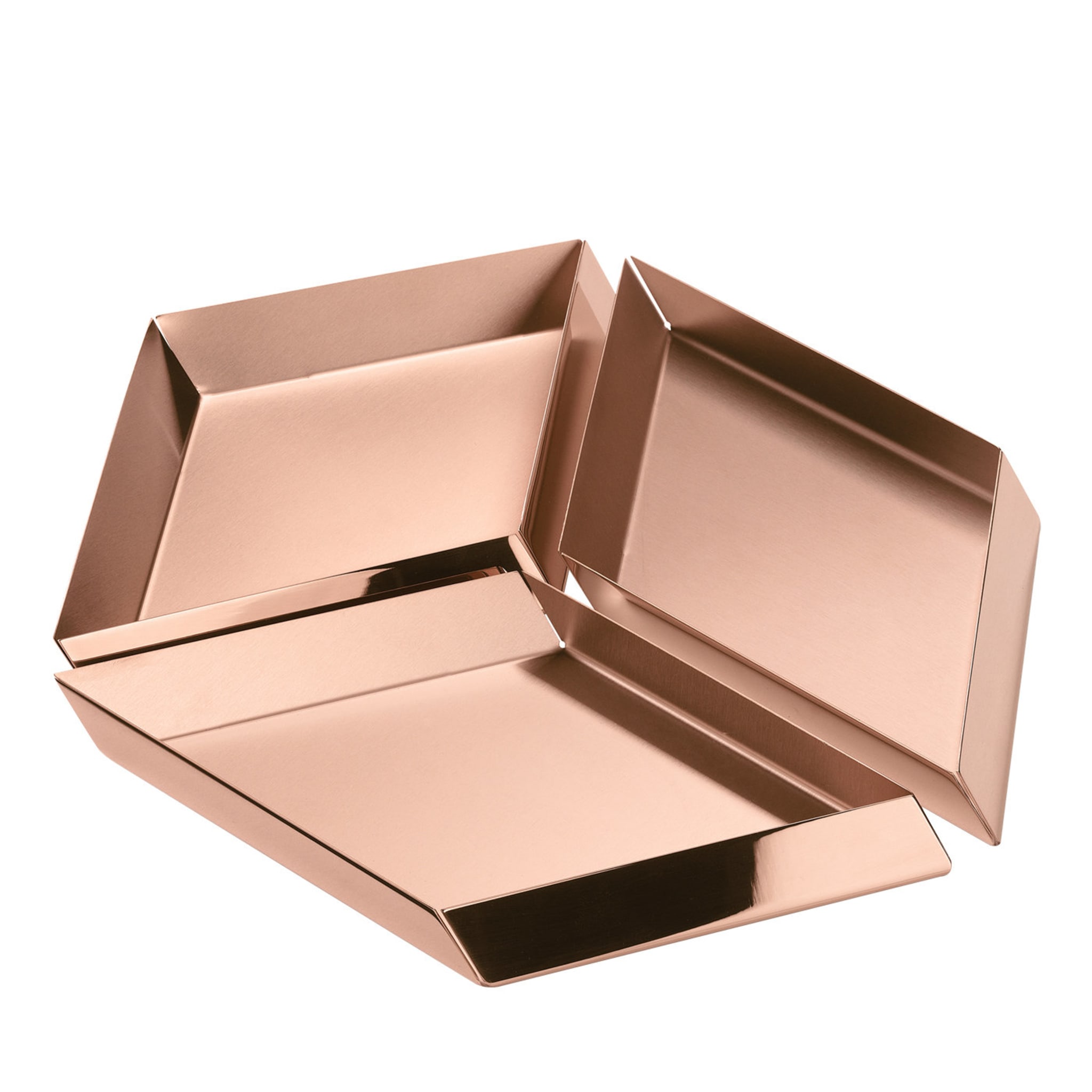 Set of Three Cube Trays in Copper By Elisa Giovannoni - Main view