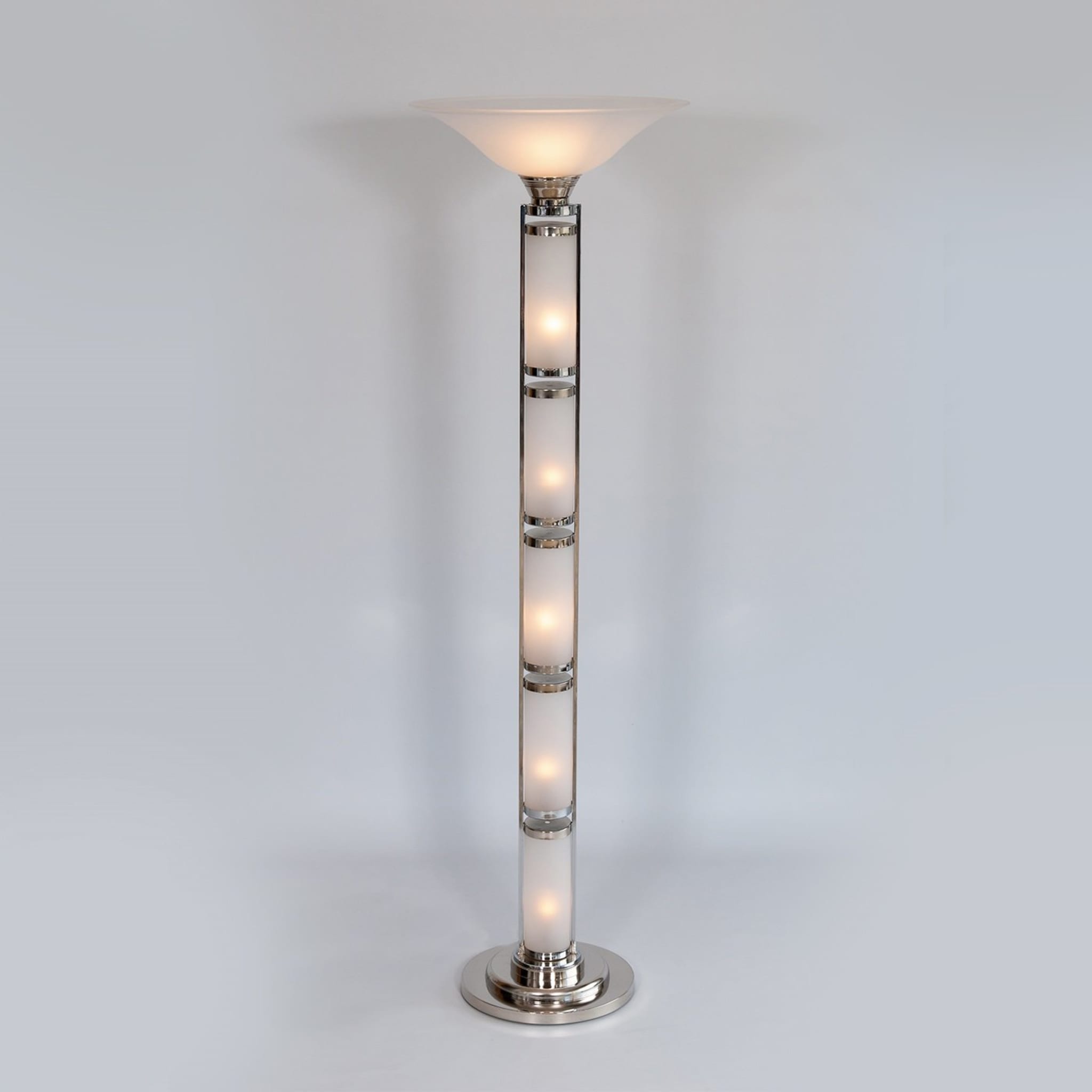 Italian Floor Lamp in Opaque glass and Chrome - Alternative view 3