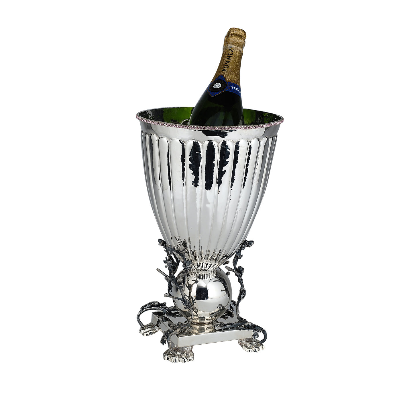 Ice Bucket with Square Base and Swarovski Crystals - Franco Lapini