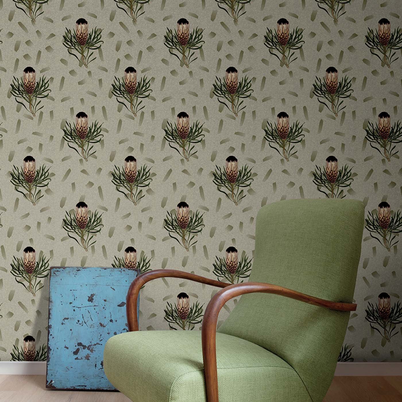 Gradient Flowers # 2 Green Wallpaper - Texturae