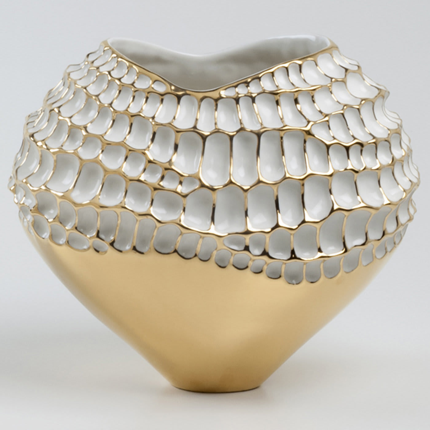 Gold and White Sporos Vase - Fos Ceramiche
