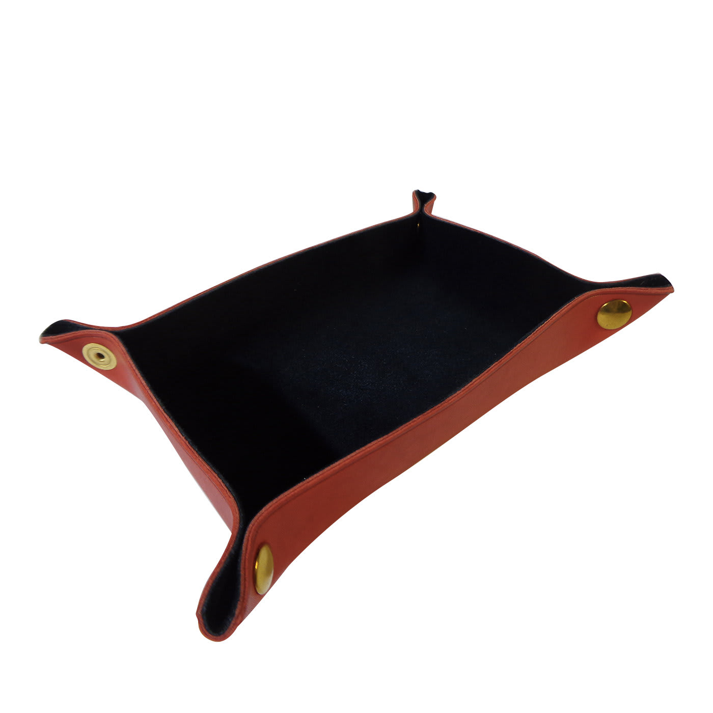 Set of 2 Red Leather Tray with Dark Blue Lining - AtelierGK Firenze