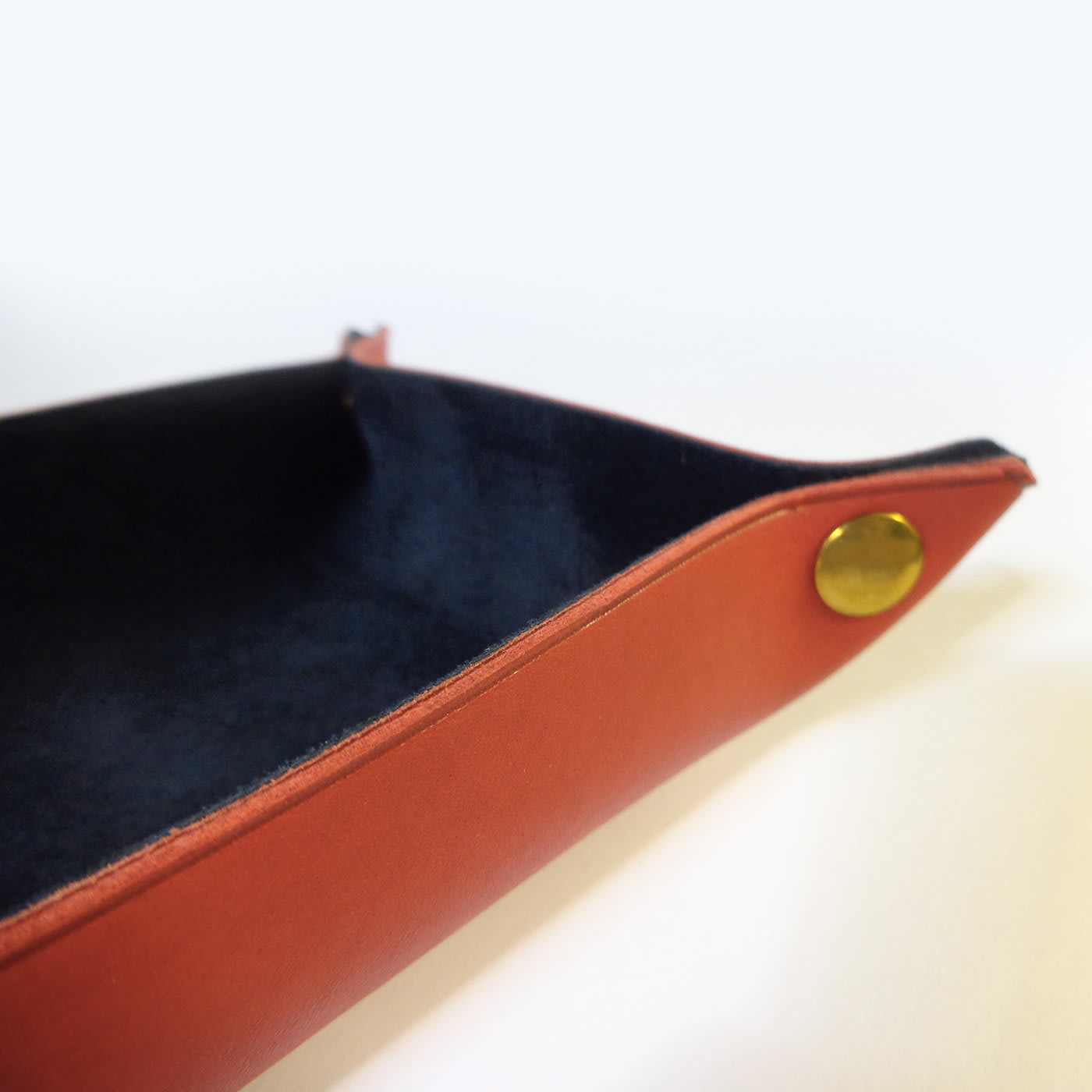 Set of 2 Red Leather Tray with Dark Blue Lining - AtelierGK Firenze