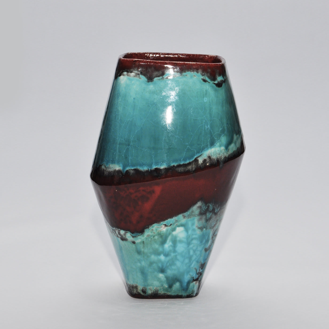 Anfora Vase Turquoise and Red - Caruzzo e Fabbro