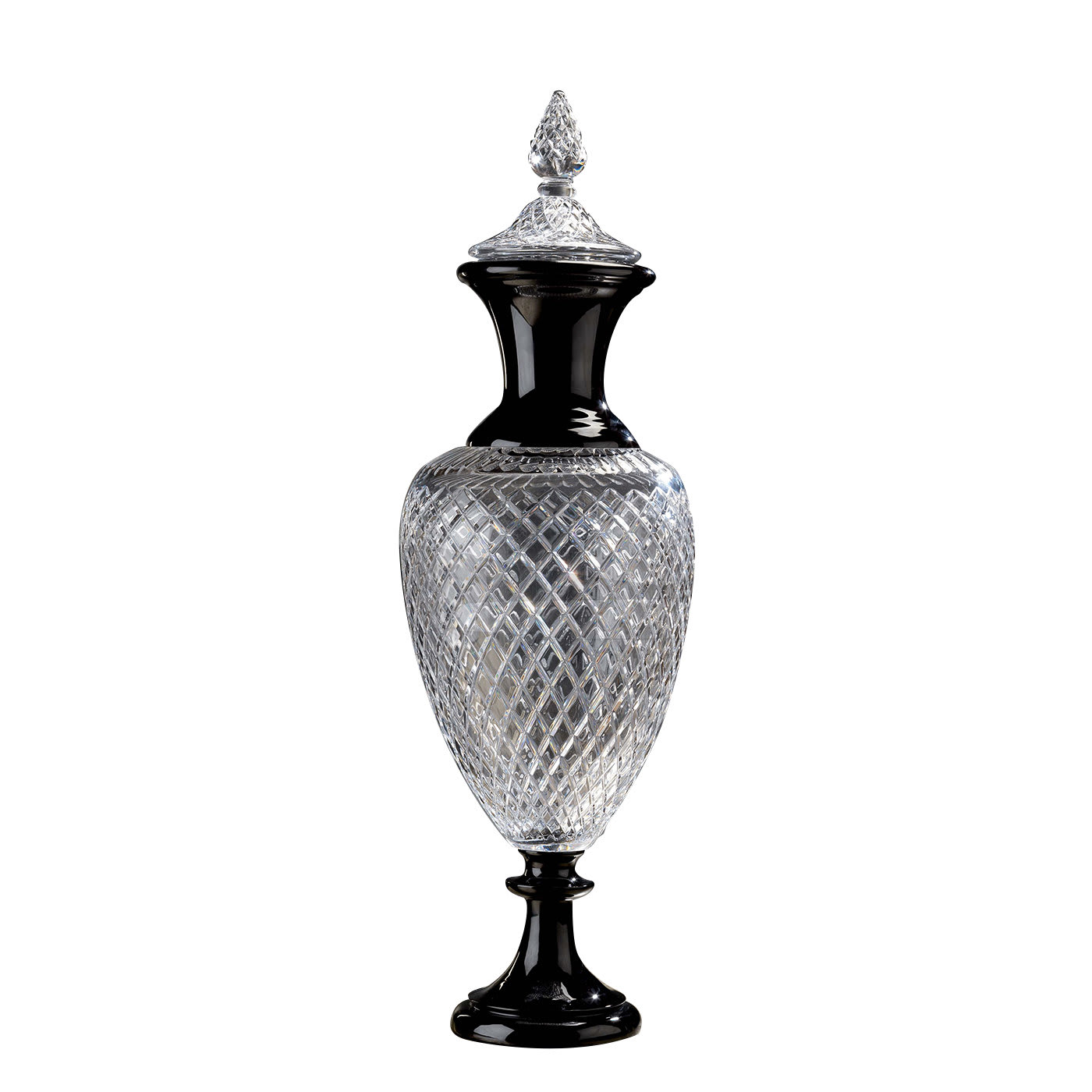 Amphora Crystal Vase in Clear and Black - Nuova Cev
