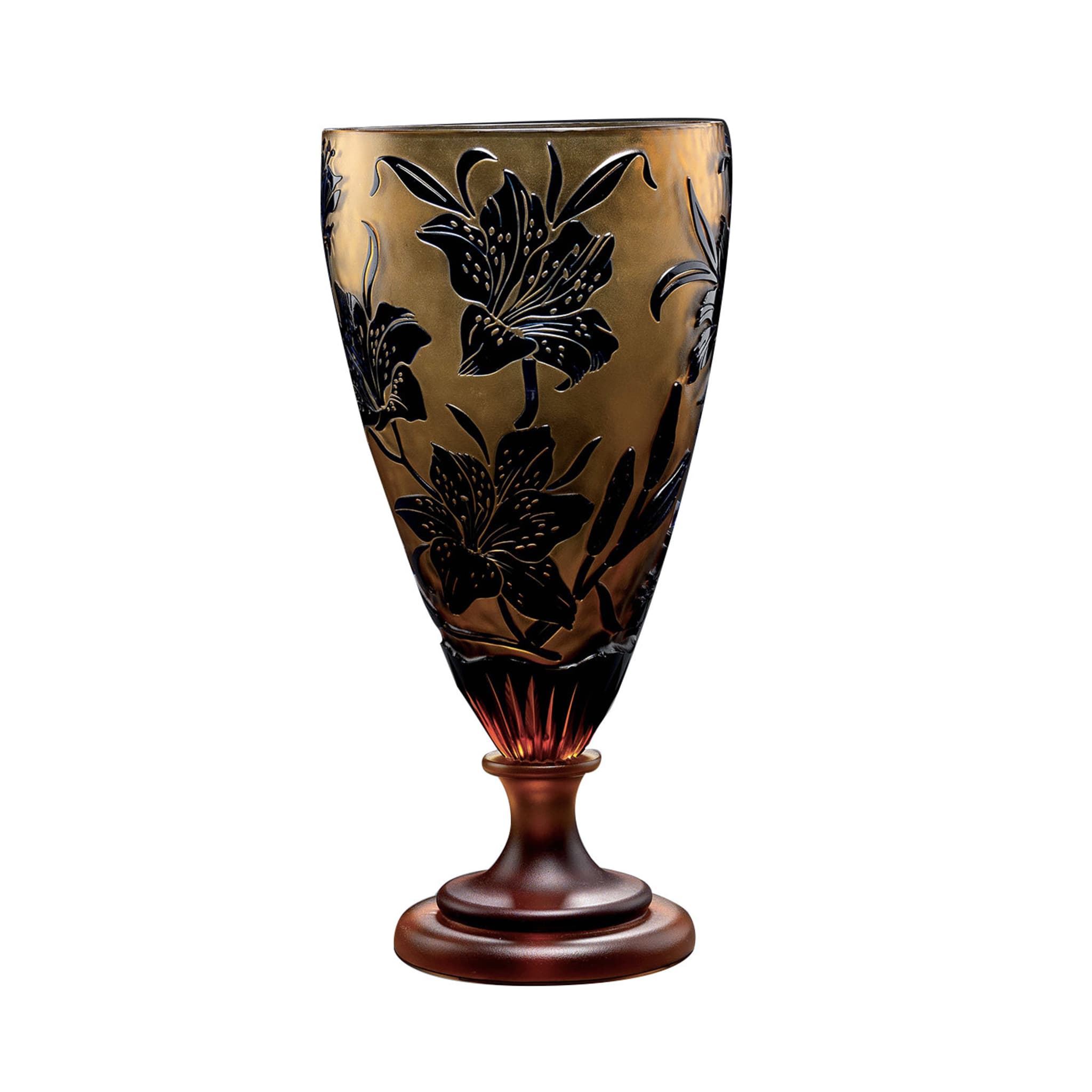 Crystal Lilies Vase in Amber and Blue - Main view