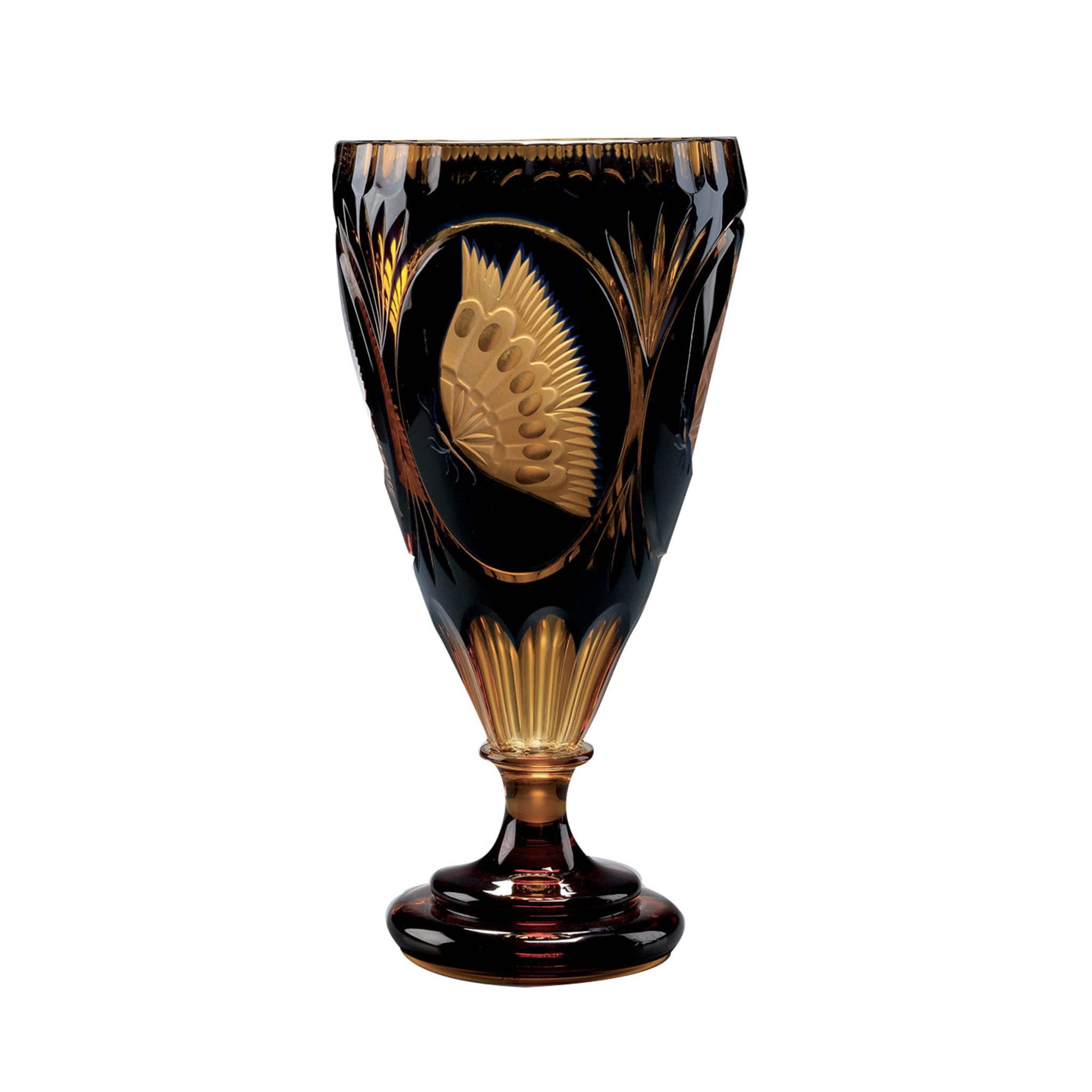 Crystal Butterfly Vase in Amber and Blue - Main view