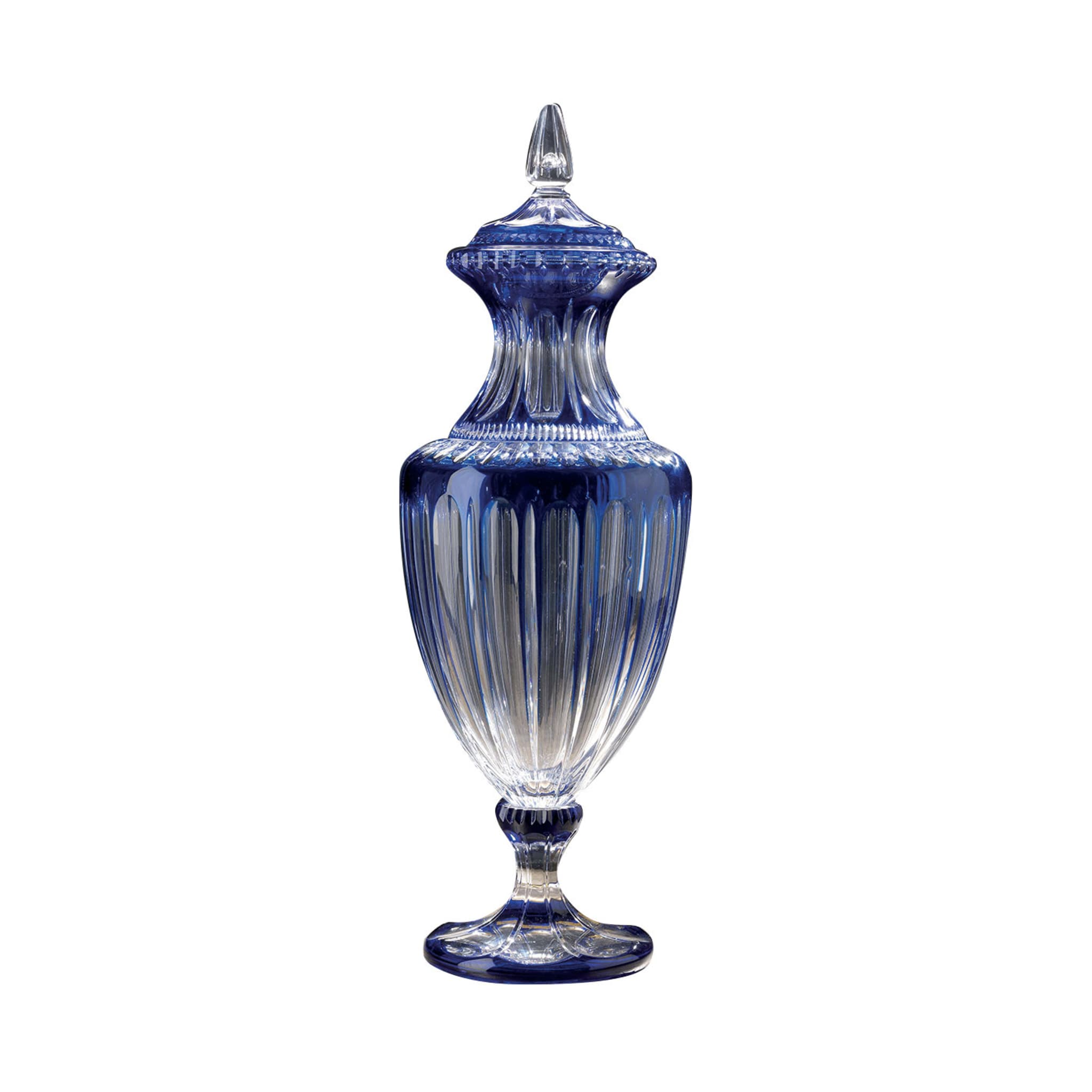 Amphora Kristallvase in Bernstein und Blau - Hauptansicht