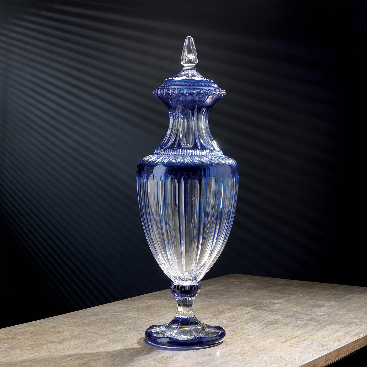 Amphora Crystal Vase in Amber and Blue - Nuova Cev