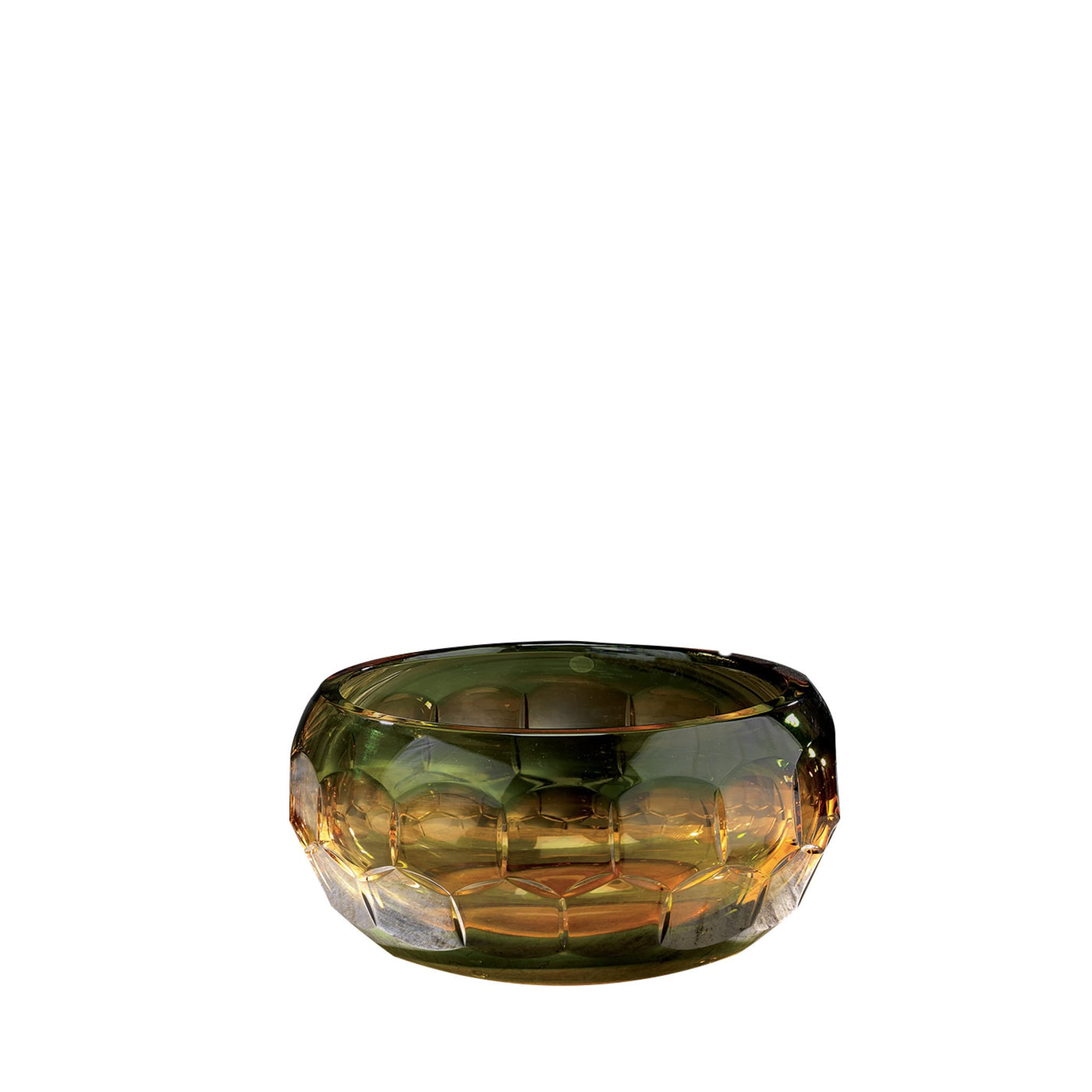 Ciotola di cristallo in ambra e verde - Vista principale