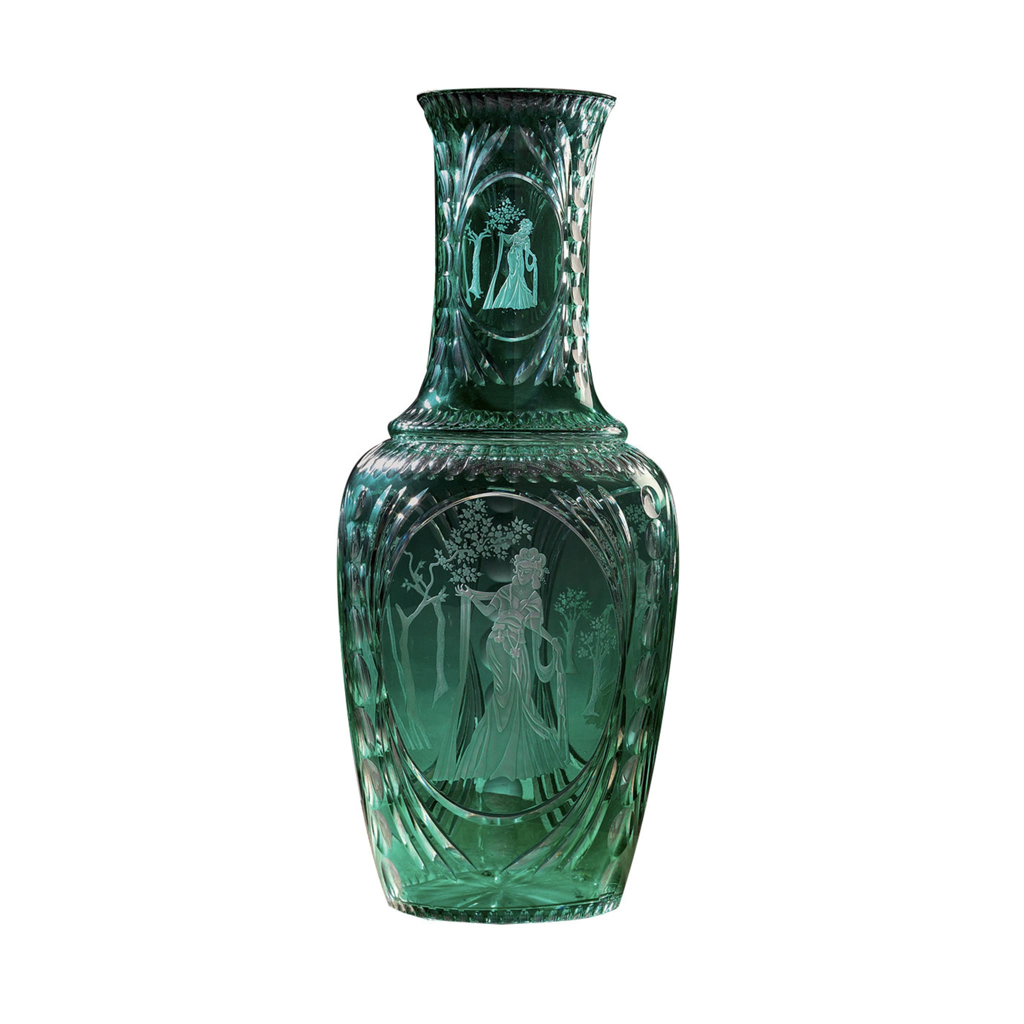 Vaso di cristallo trasparente e verde - Vista principale