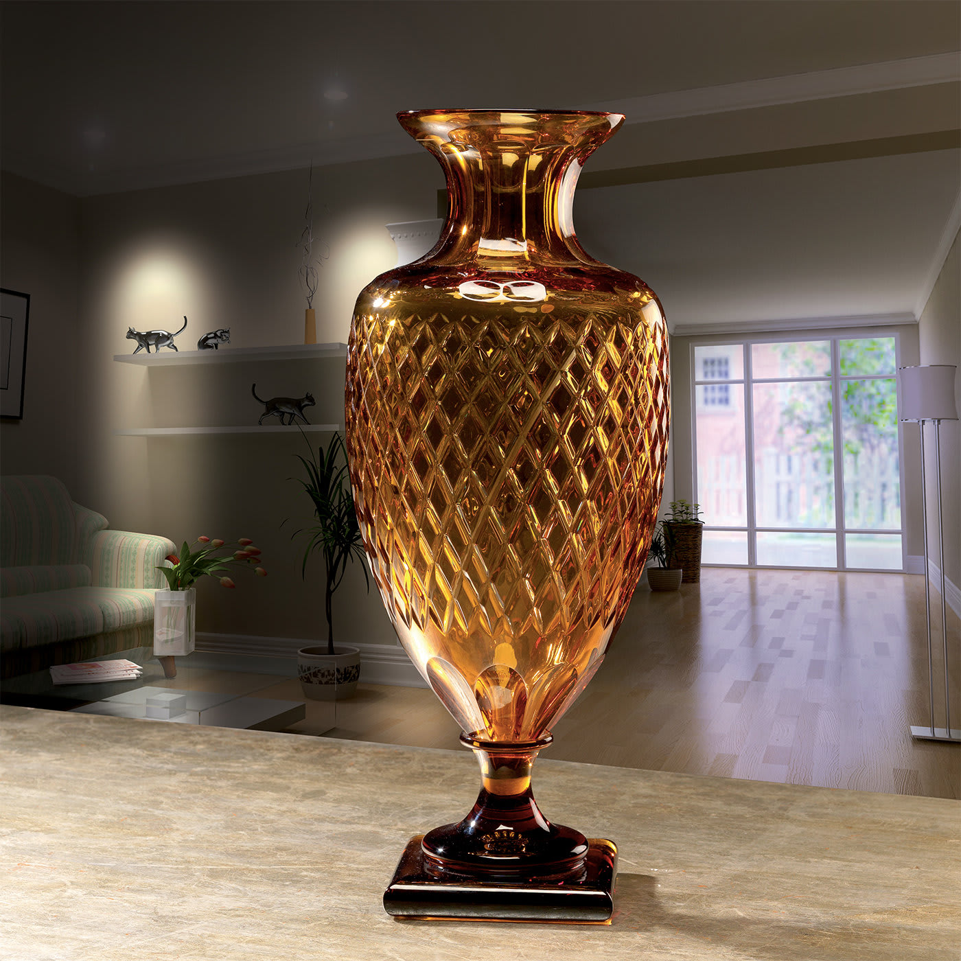 tyv kulhydrat ale Amphora Crystal Vase in Amber Nuova Cev | Artemest