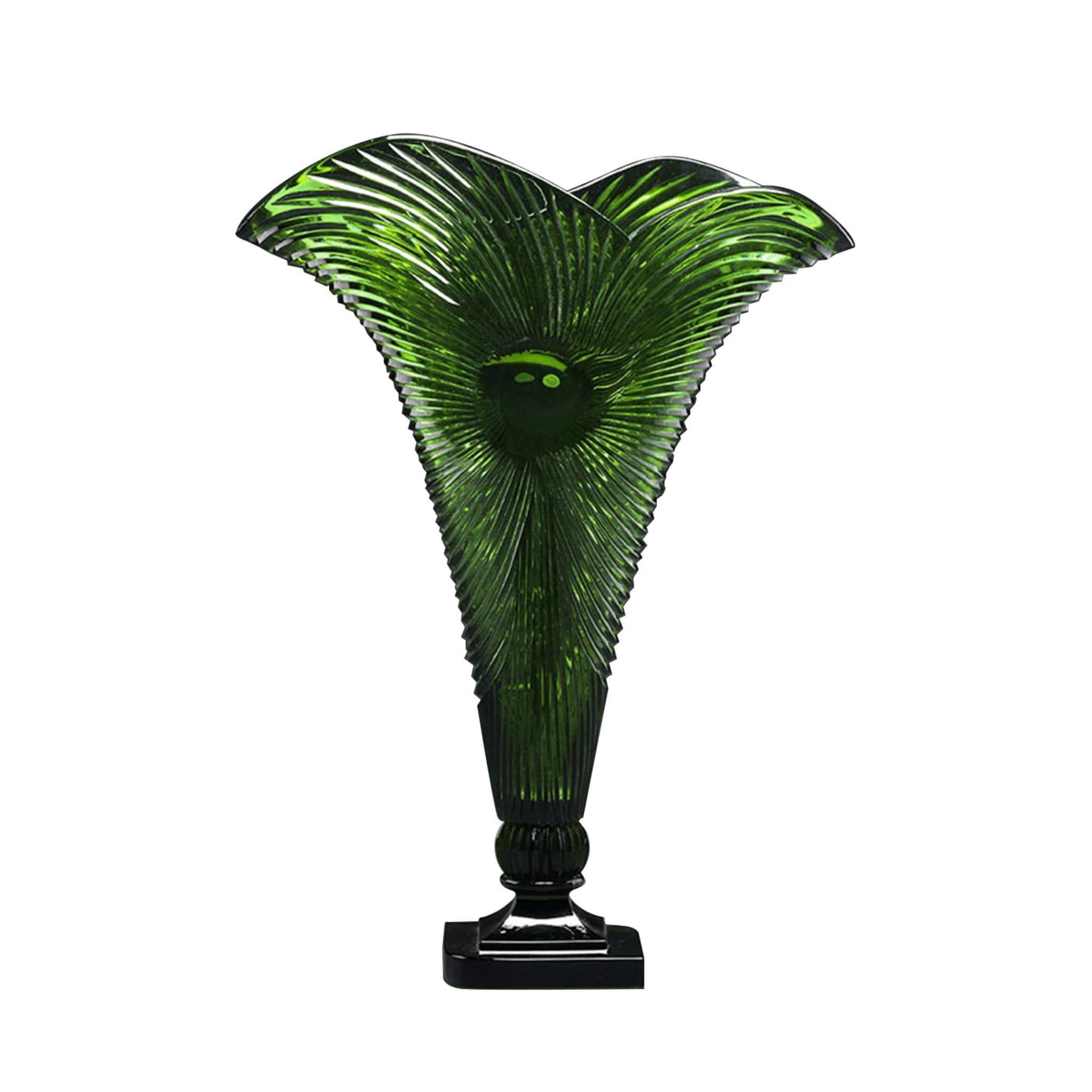 Vase éventail en cristal vert malachite - Vue principale