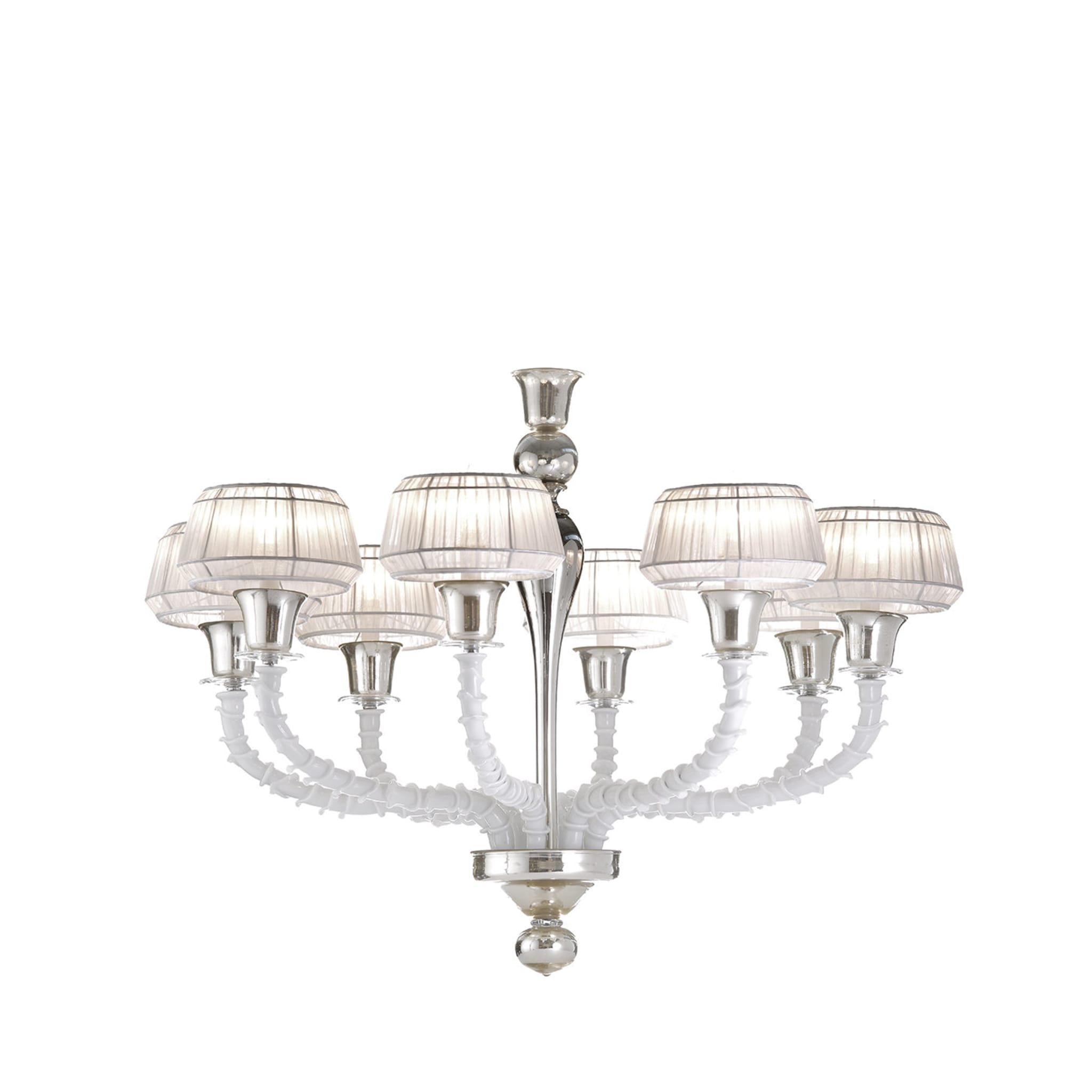 White and Silver Venetian Glass Chandelier - Main view