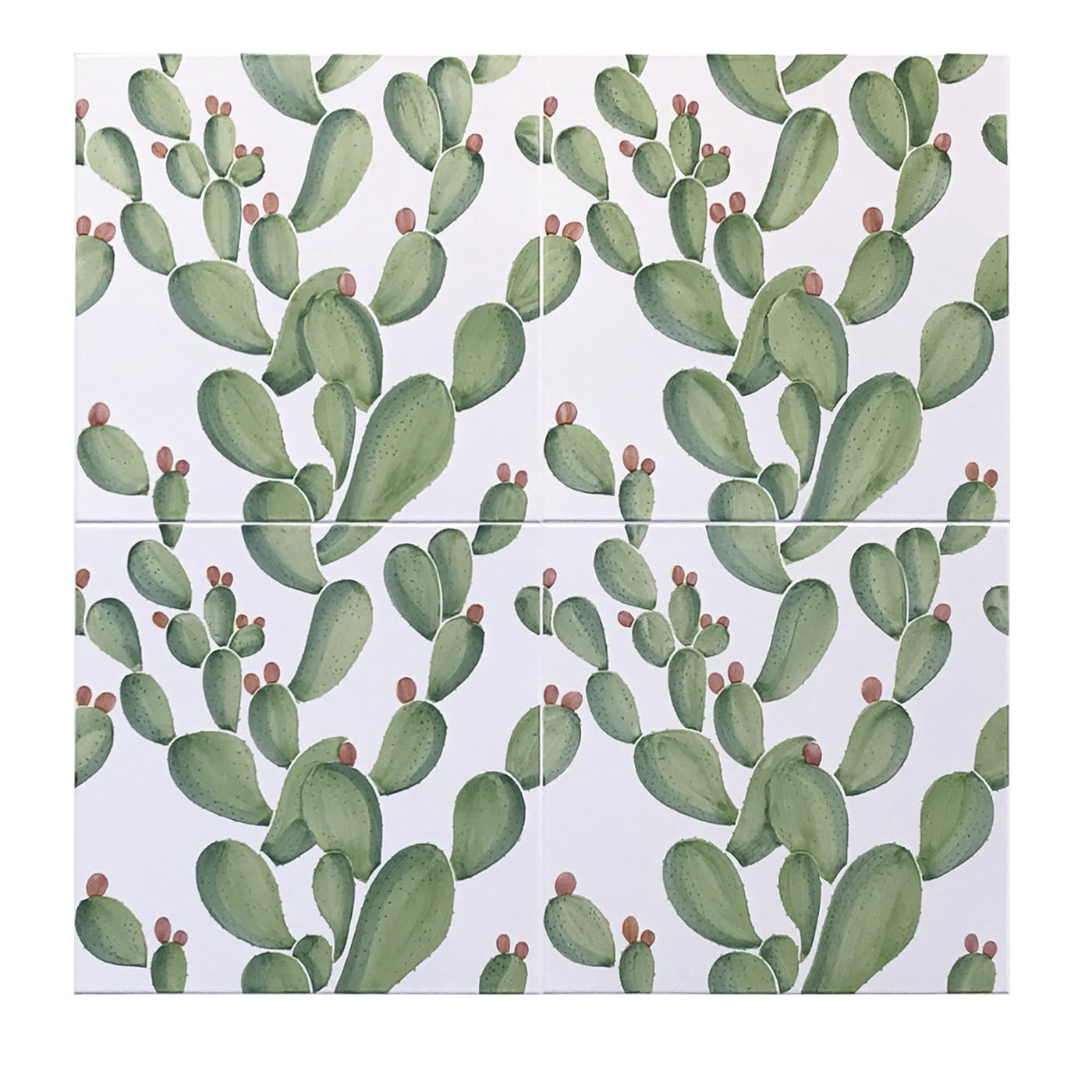 Verde Verticale Cactus Set of 4 Ceramic Tiles - Francesco De Maio