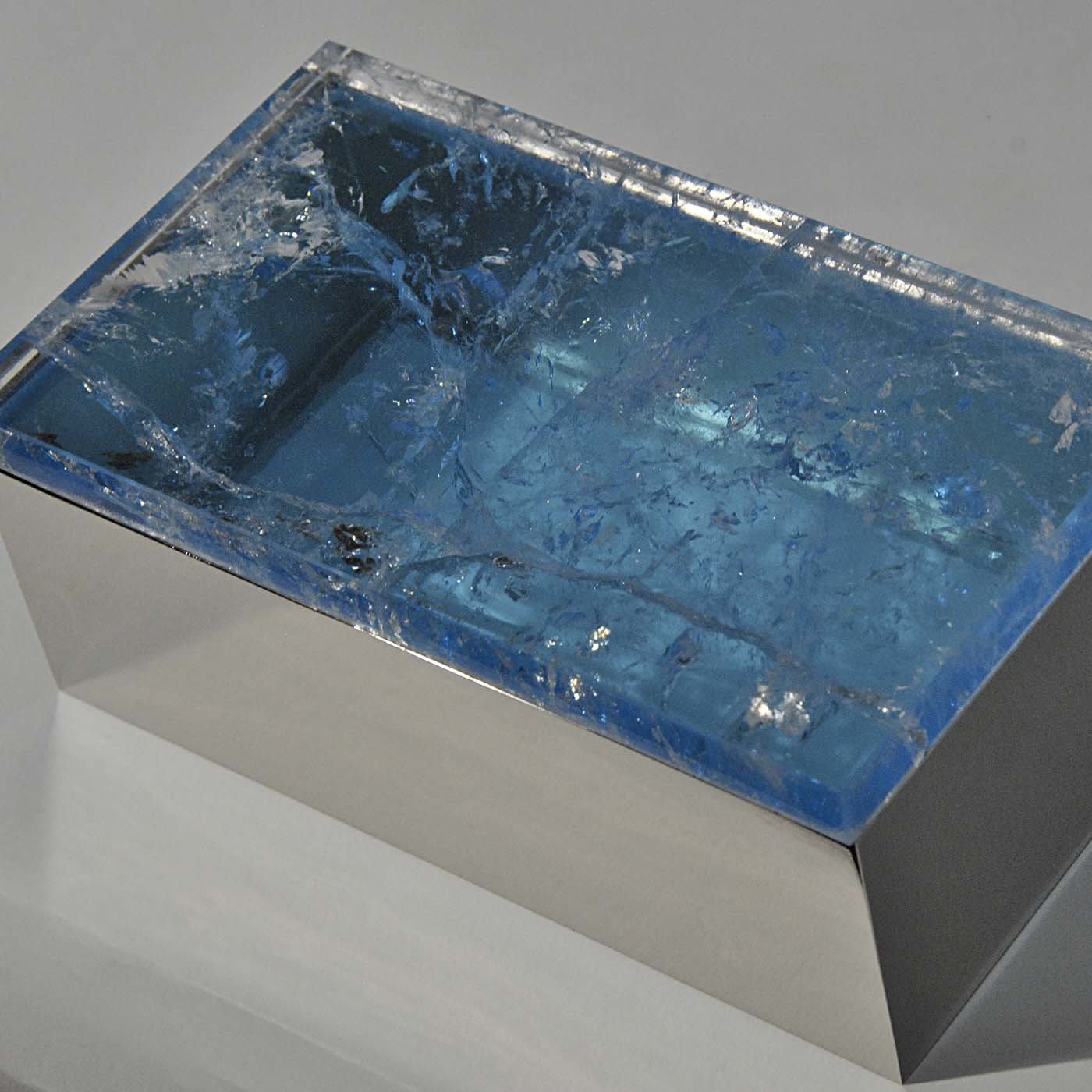 Light Blue Quartz Brass Box - Giuliano Tincani