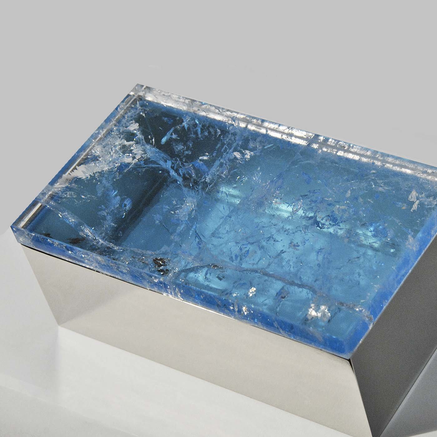 Light Blue Quartz Brass Box - Giuliano Tincani