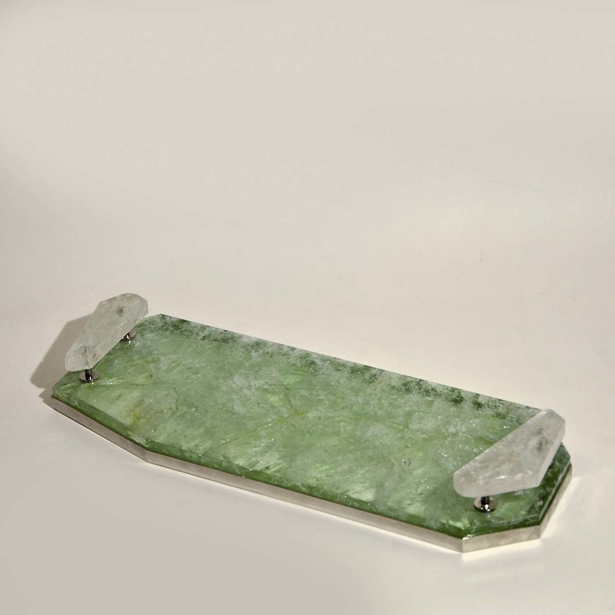 Messing-Tablett in Grün und hyalinem Quarz - Alternative Ansicht 2
