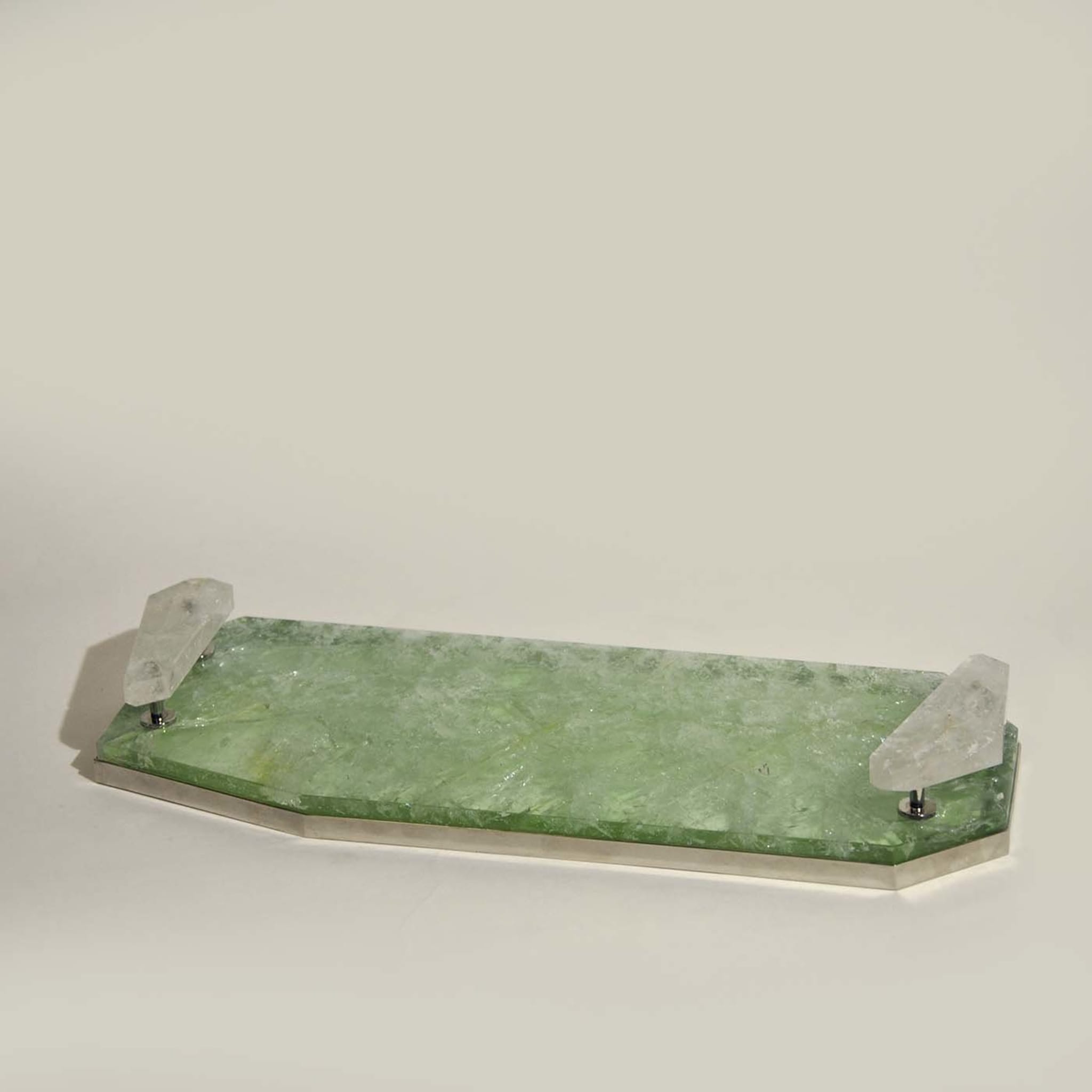 Messing-Tablett in Grün und hyalinem Quarz - Alternative Ansicht 3