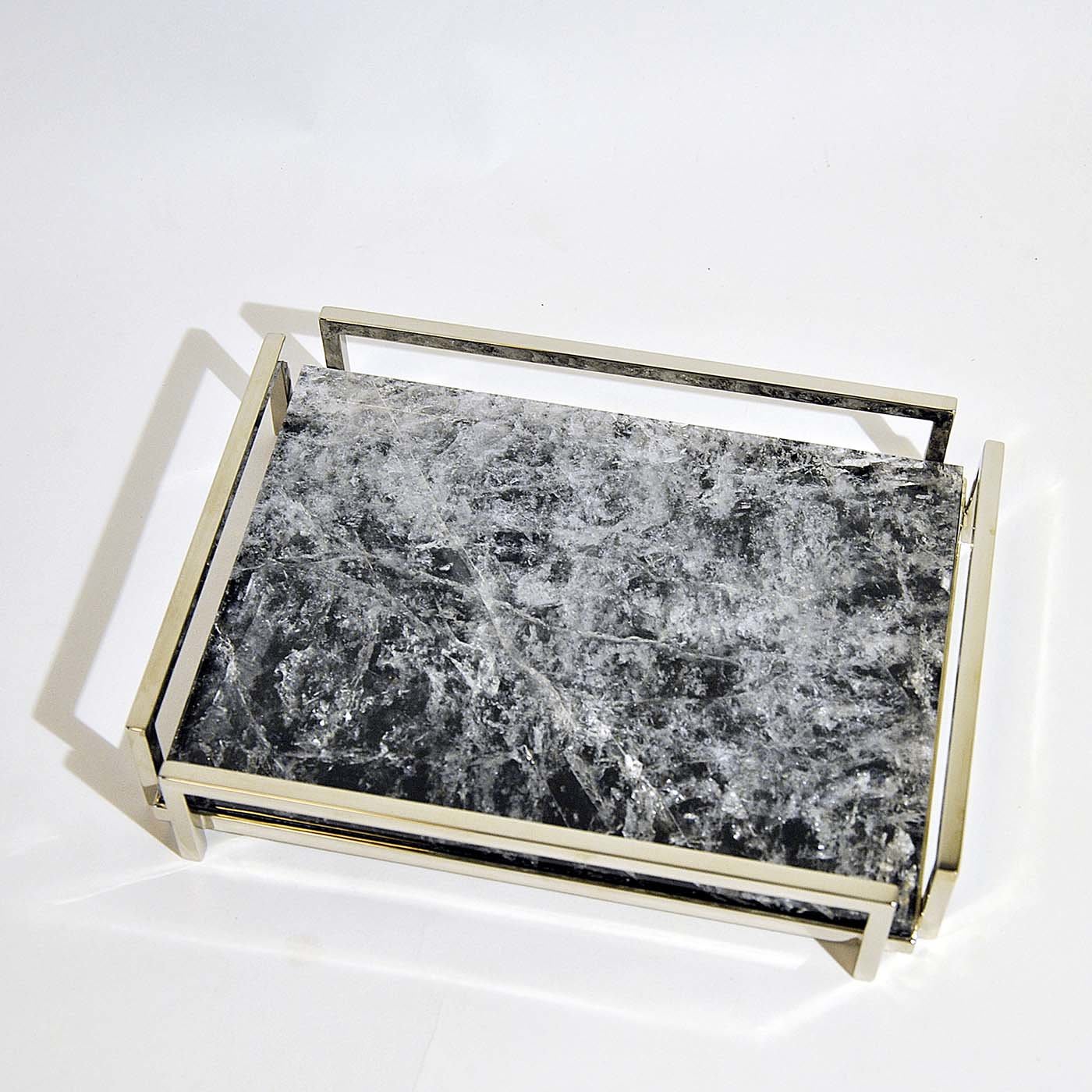 Plateau de table carré MARCEAU - Noir - cadre laiton