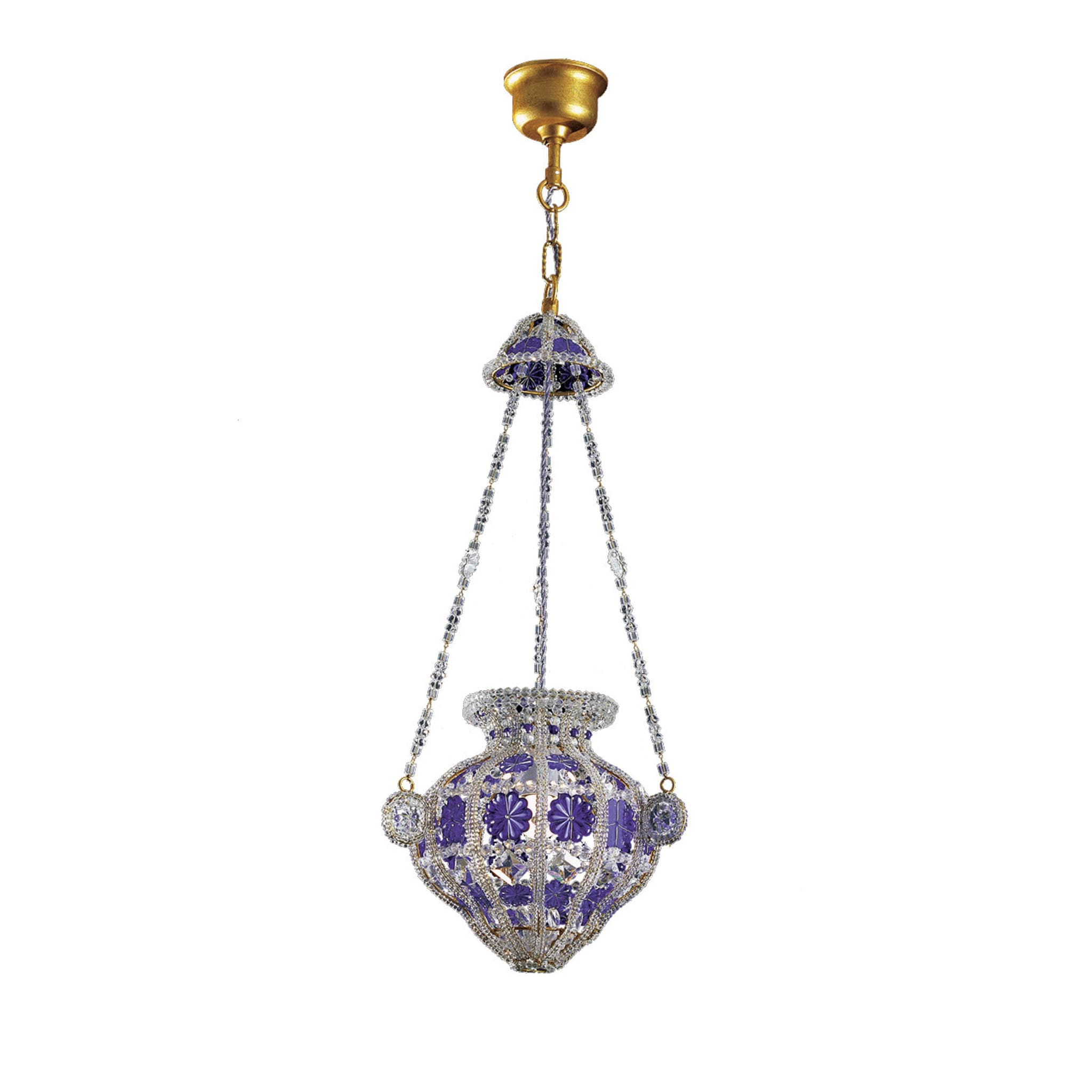 Long Blue Crystal Chandelier - Main view