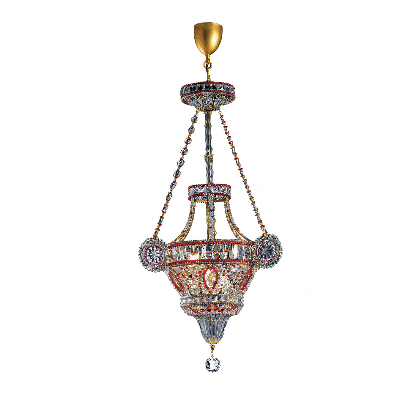 Long Red Crystal Chandelier - Banci