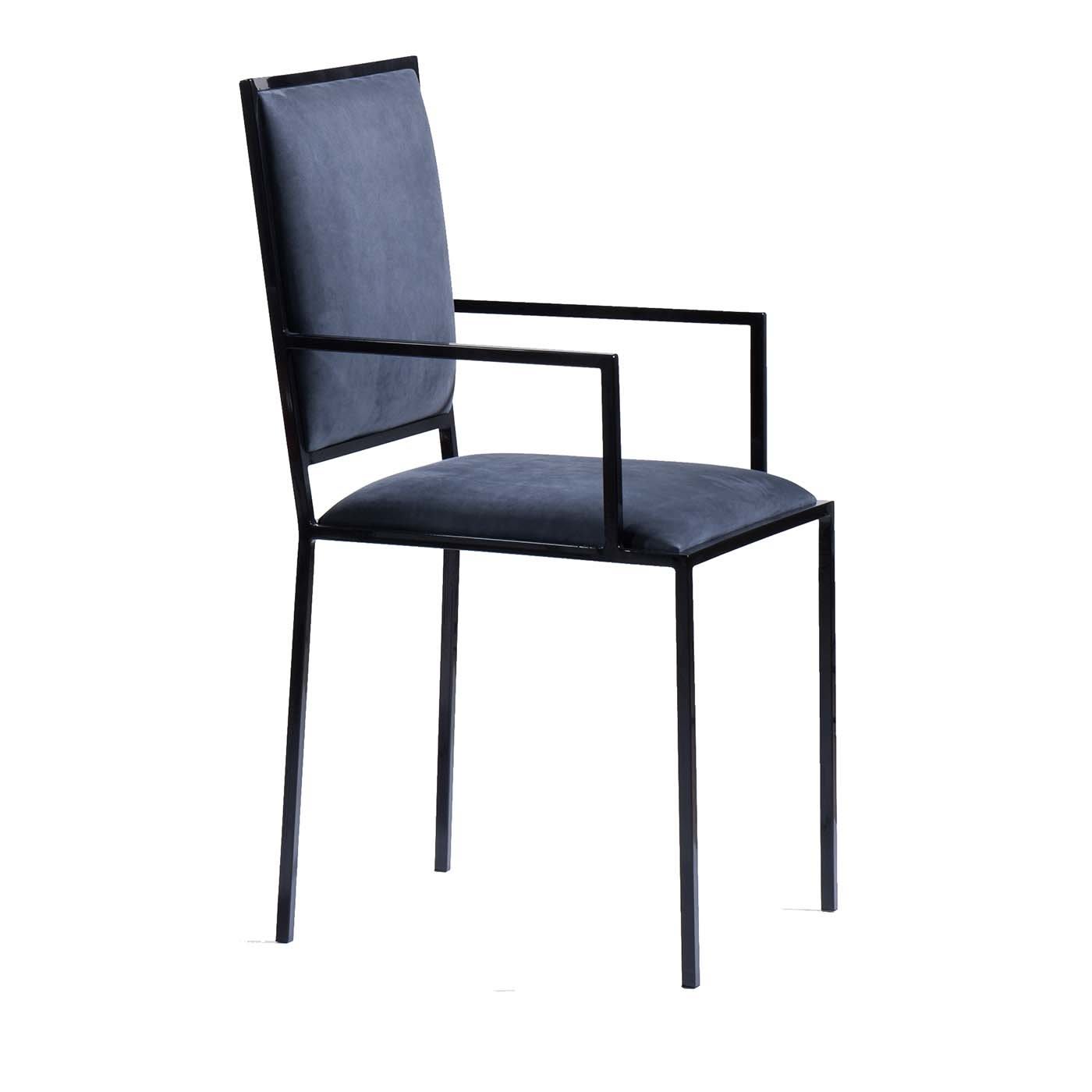 The Simple Chair with Armrests in Royal Blue - B.B. for Reschio