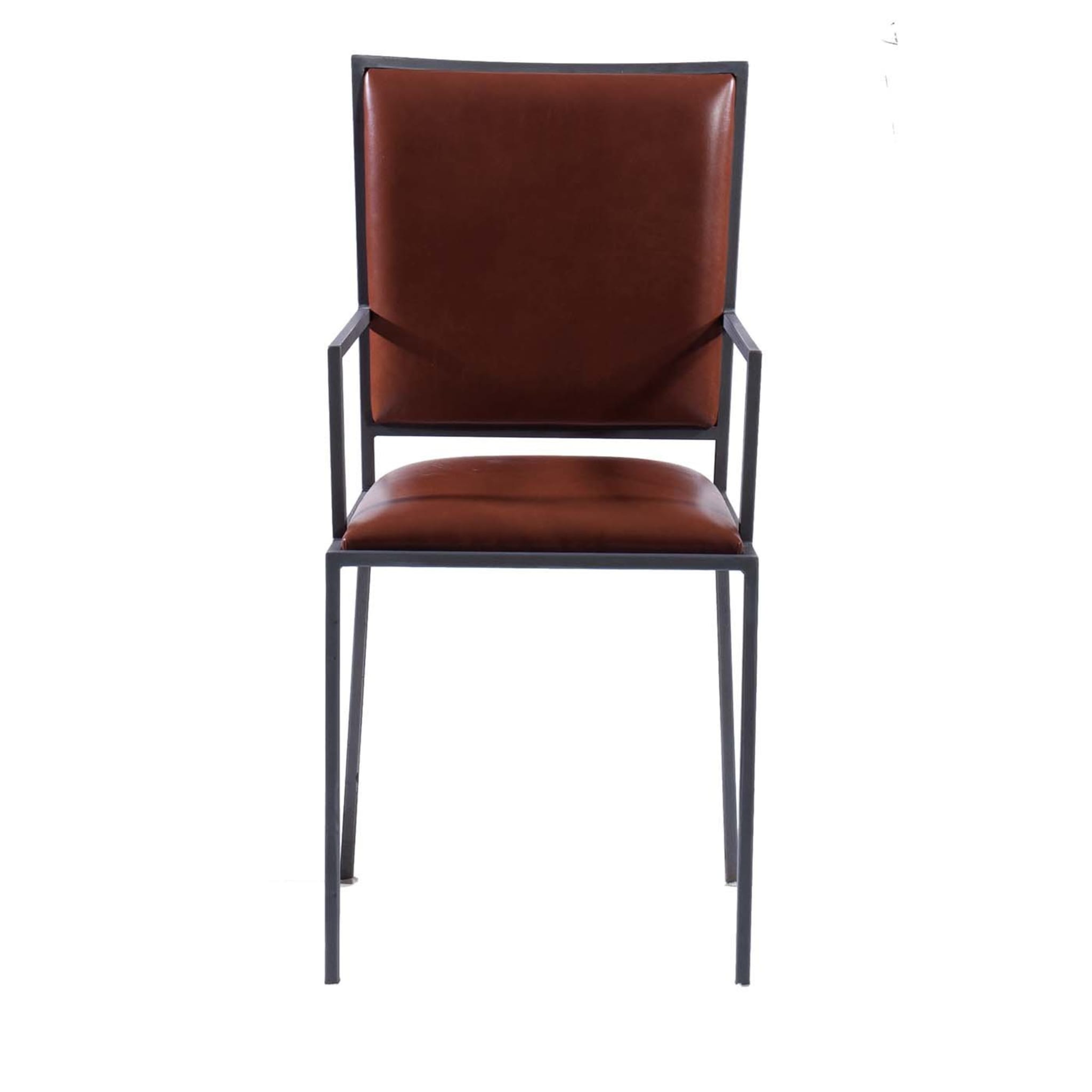 Der einfache Stuhl mit Armlehnen in Cognac - Hauptansicht