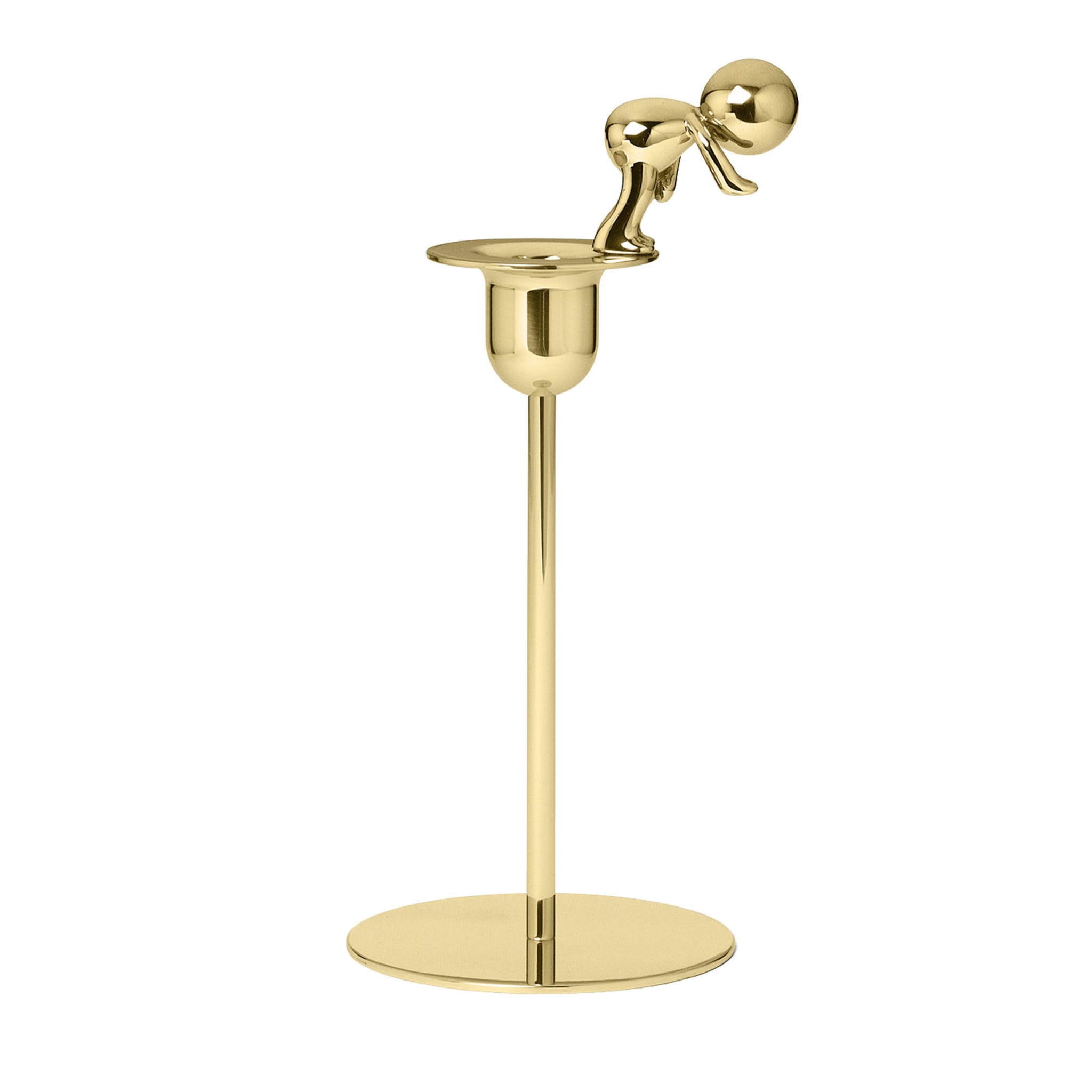 Omini Diver Short Candlestick in Polished Brass By Stefano Giovannoni - Main view