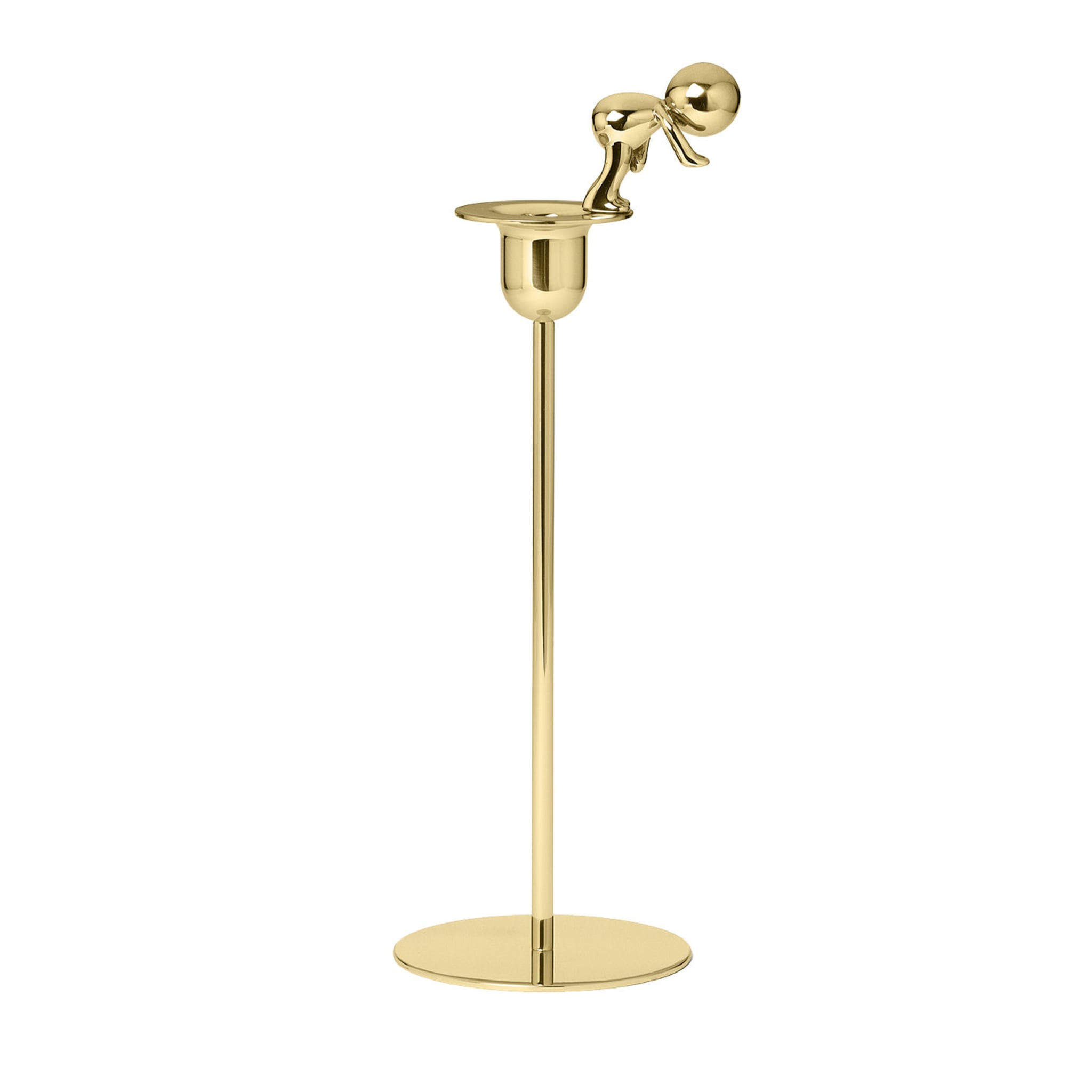 Omini Diver Tall Candlestick in Polished Brass By Stefano Giovannoni - Main view