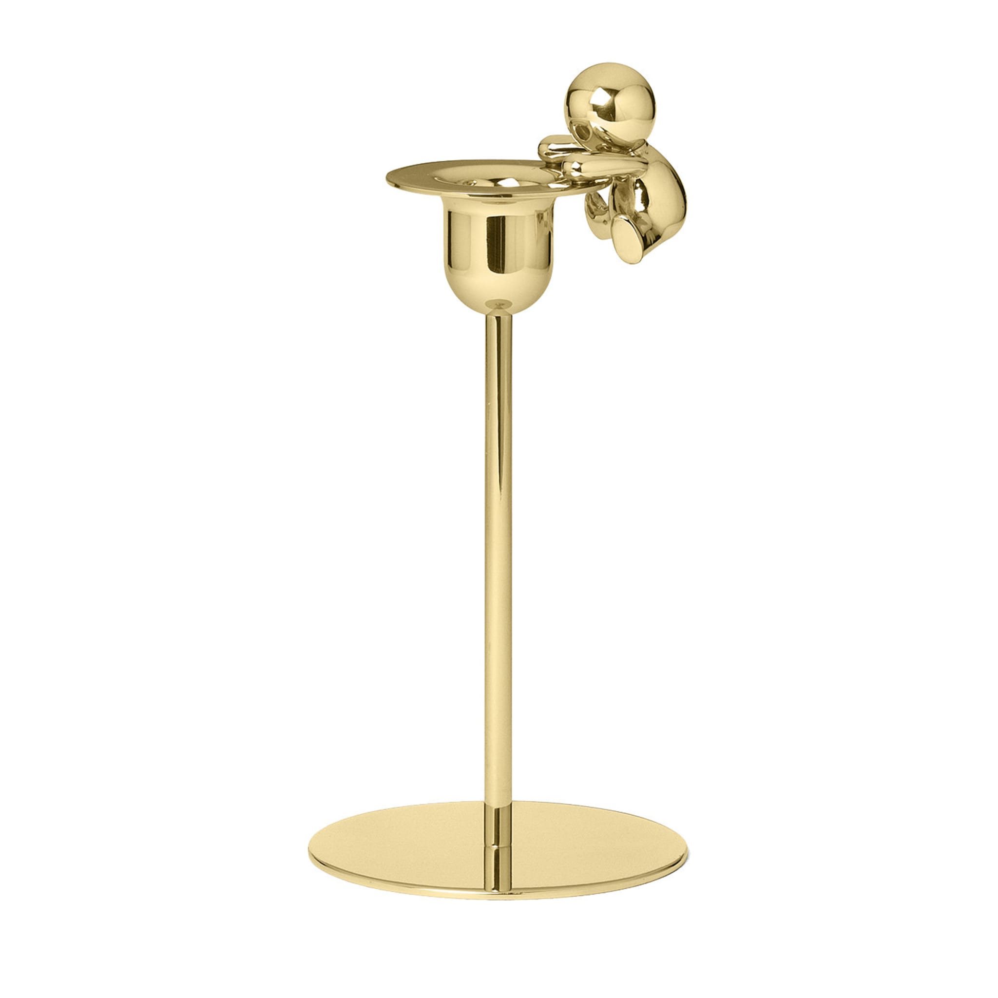 Omini Climber Short Candlestick in Polished Brass By Stefano Giovannoni - Main view