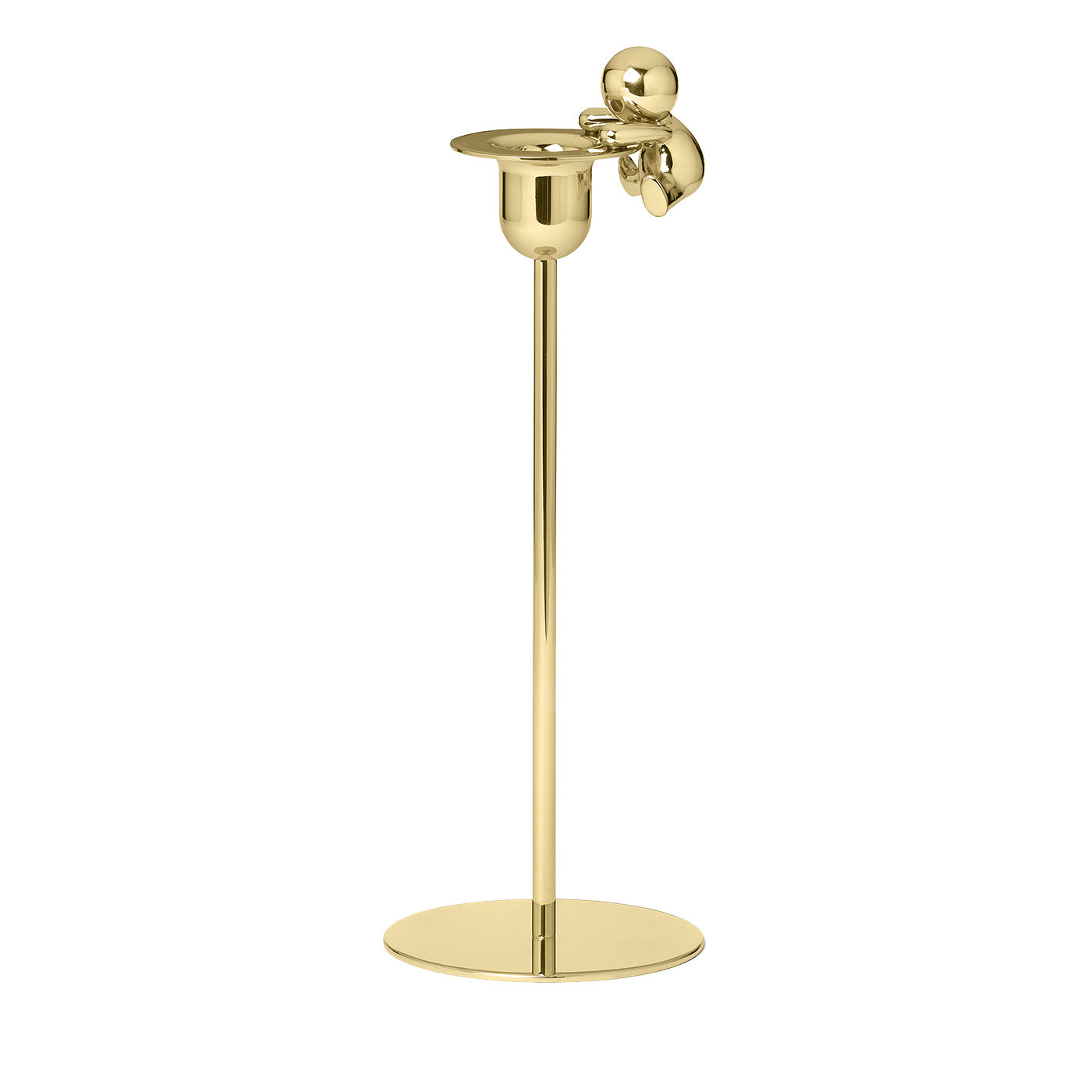 Omini Climber Tall Candlestick in Polished Brass By Stefano Giovannoni - Ghidini 1961