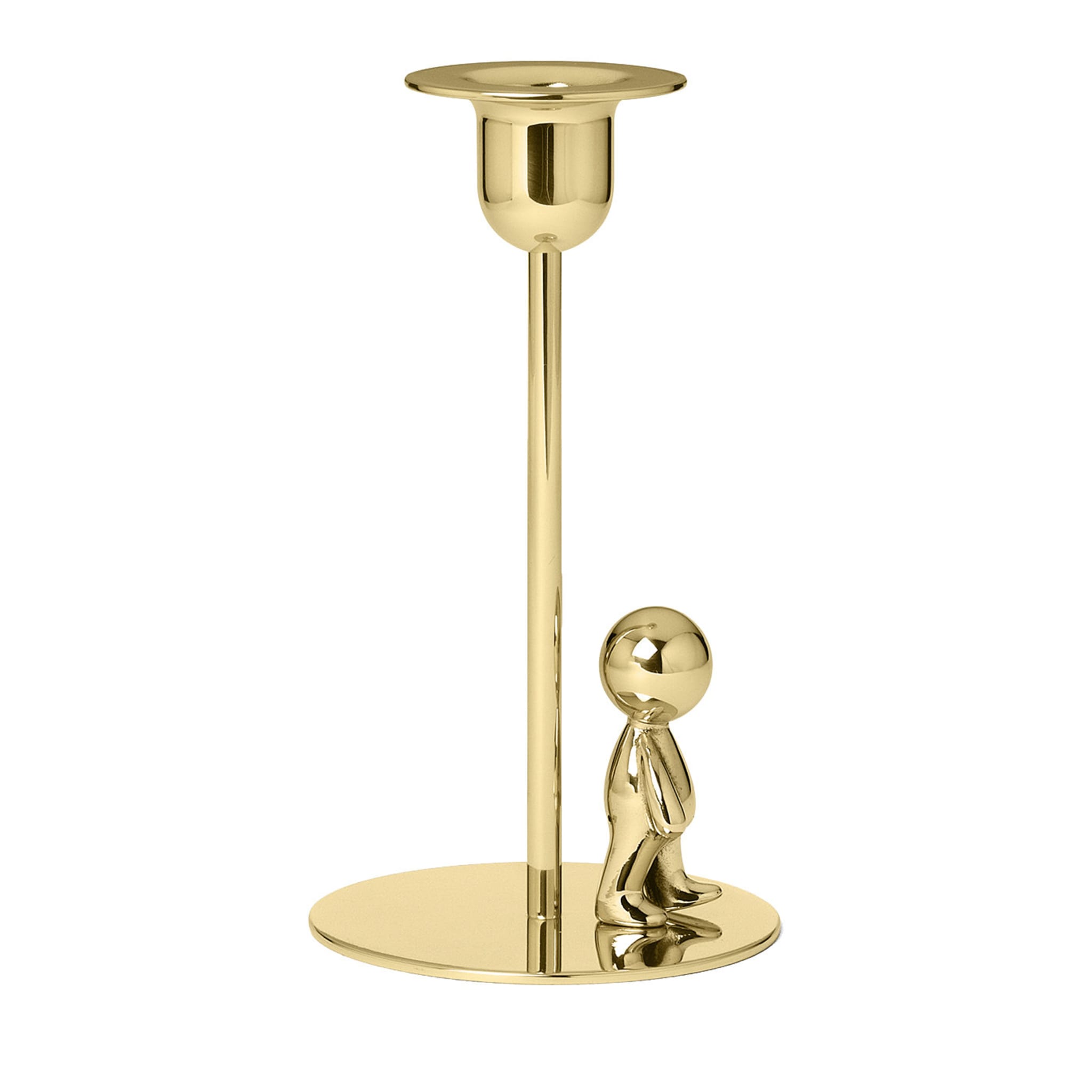 Omini Walkman Short Candlestick in Polished Brass By Stefano Giovannoni - Main view