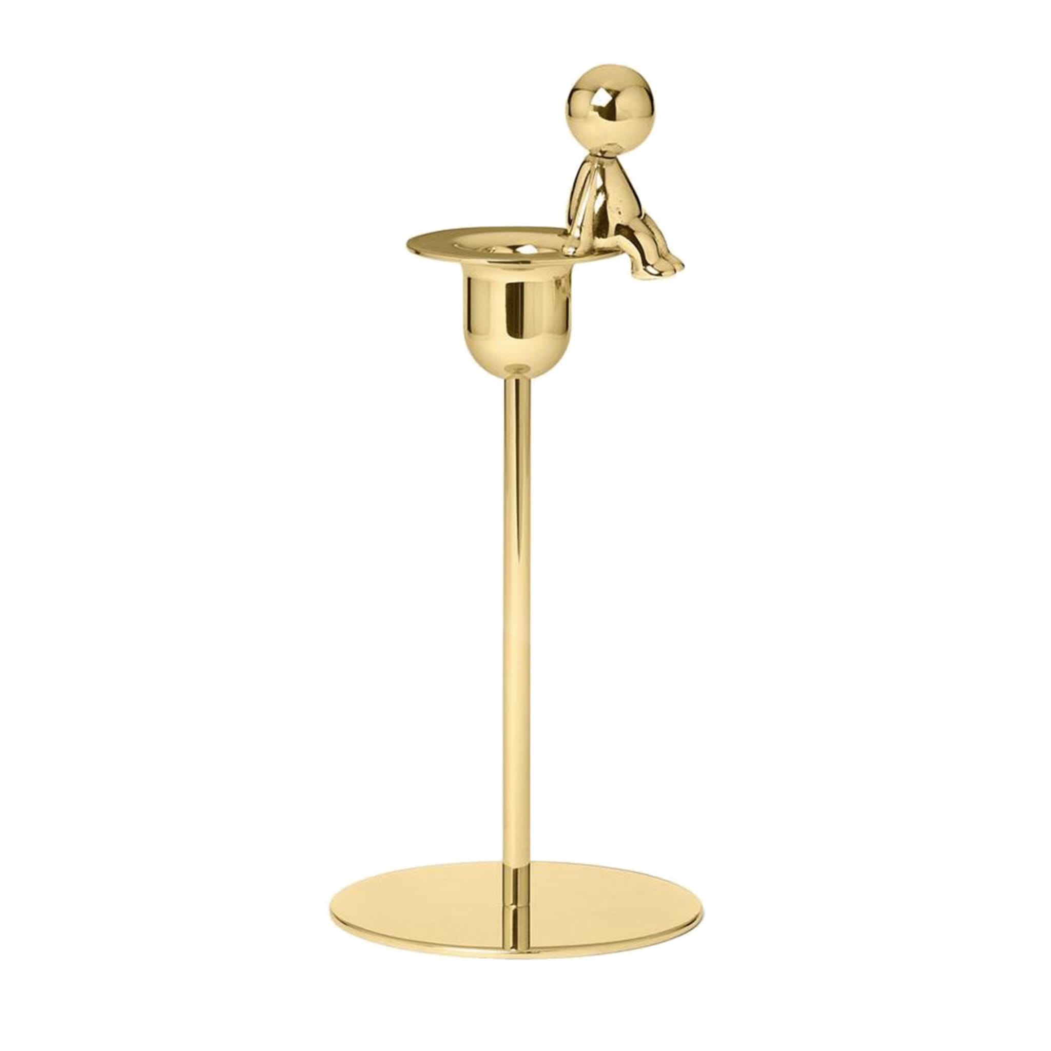 Omini Thinker Short Candlestick in Polished Brass By Stefano Giovannoni - Main view
