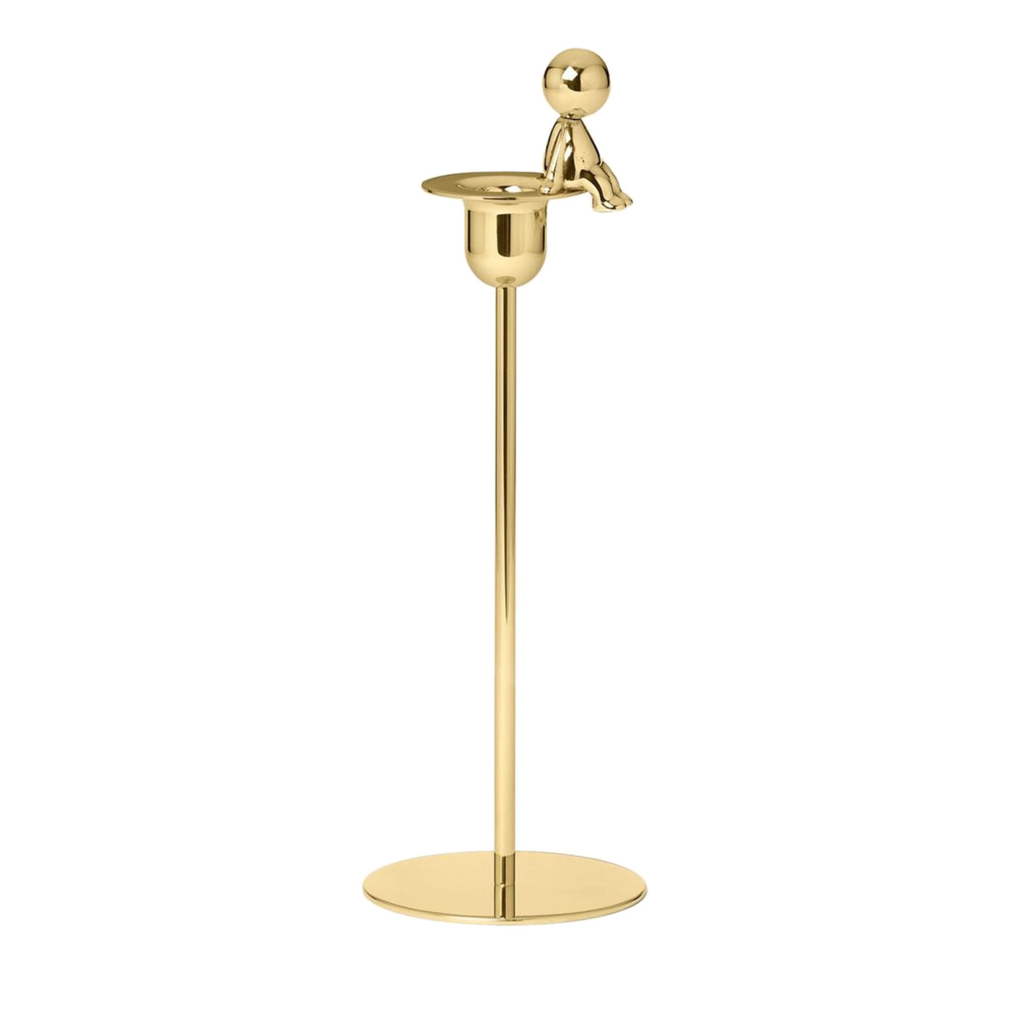 Omini Thinker Tall Candlestick in Polished Brass By Stefano Giovannoni - Main view