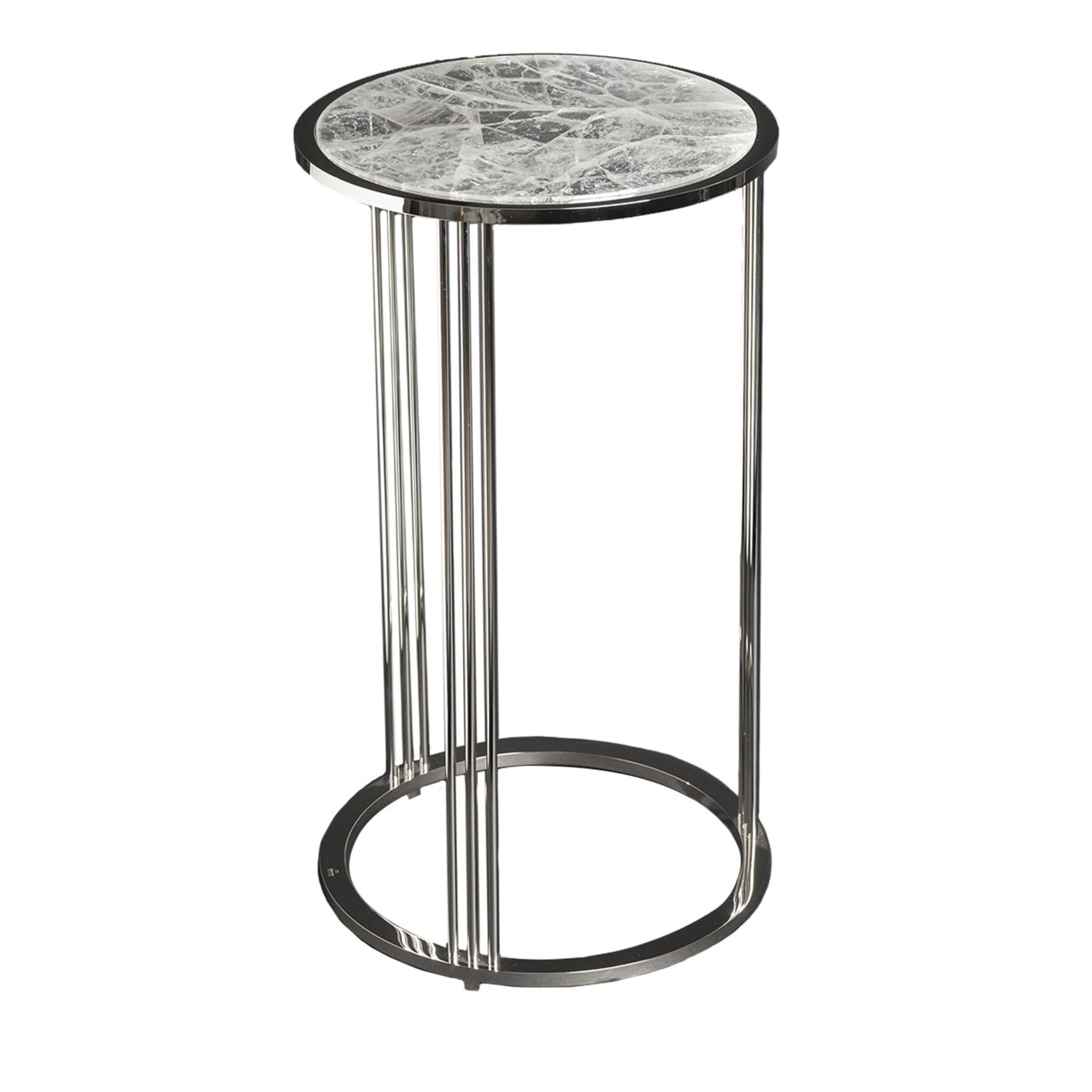 Tall Hyaline Quartz Round Side Table  - Main view