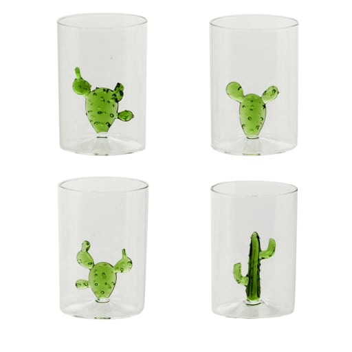 Yaomiao 24 Pcs Cactus Shot Glasses Set Clear Plant