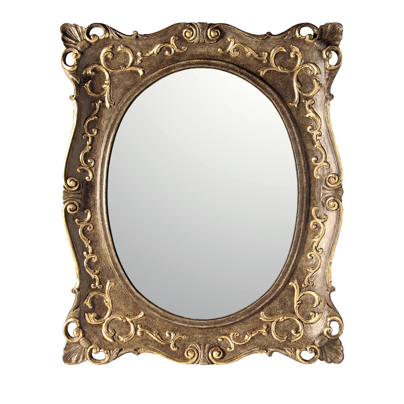 Oval-Rectangular Mirror with Gold Leaf - Bianchini & Capponi