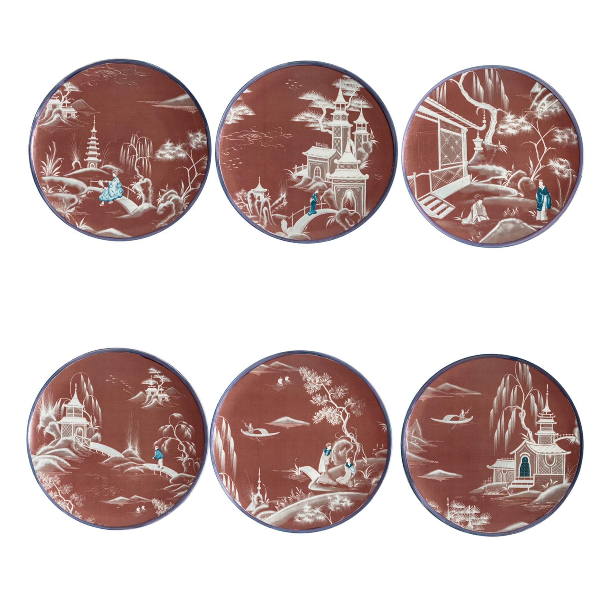 Natsumi Red Set of 6 Dinner Plates - Main view