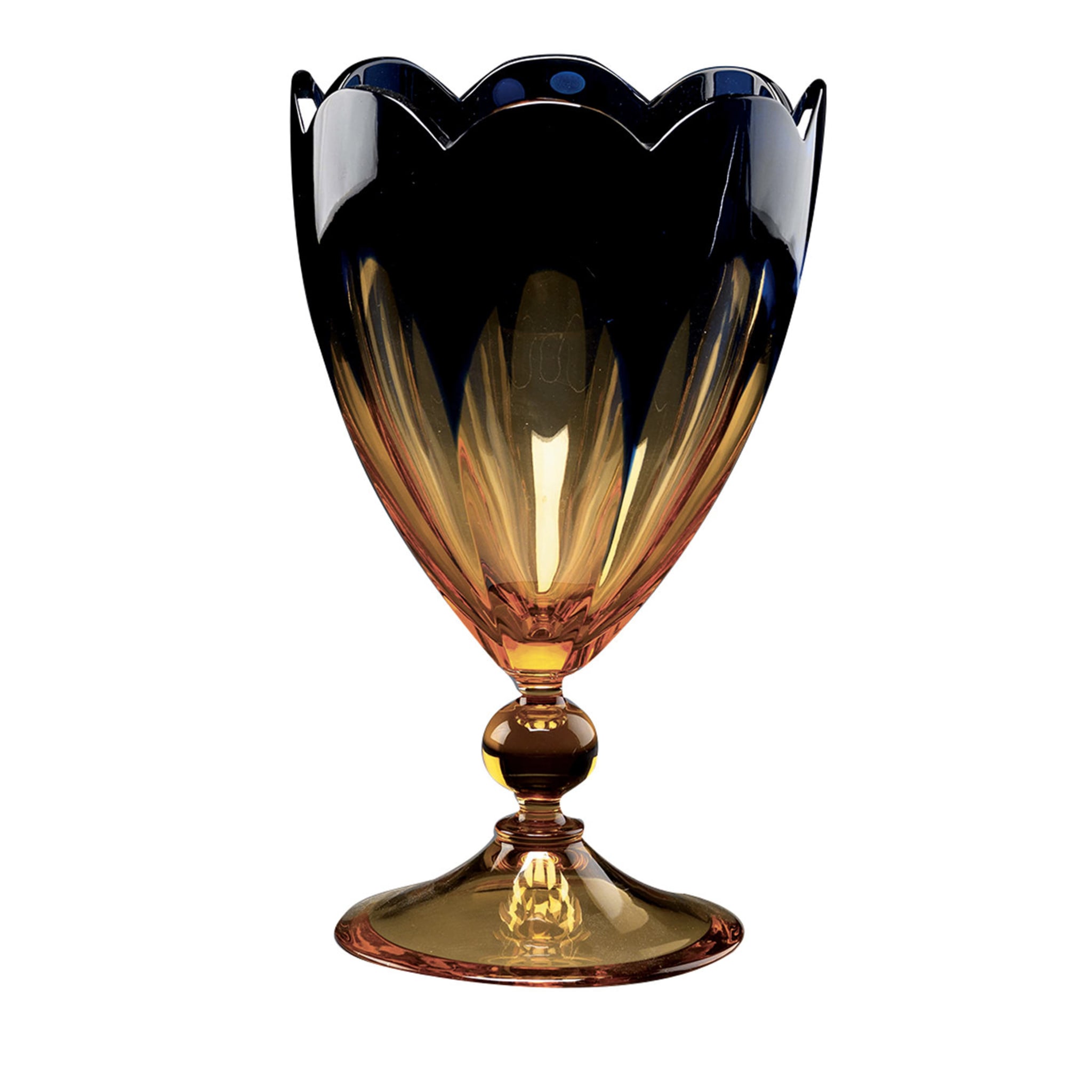 Coppa di cristallo II in ambra e blu - Vista principale